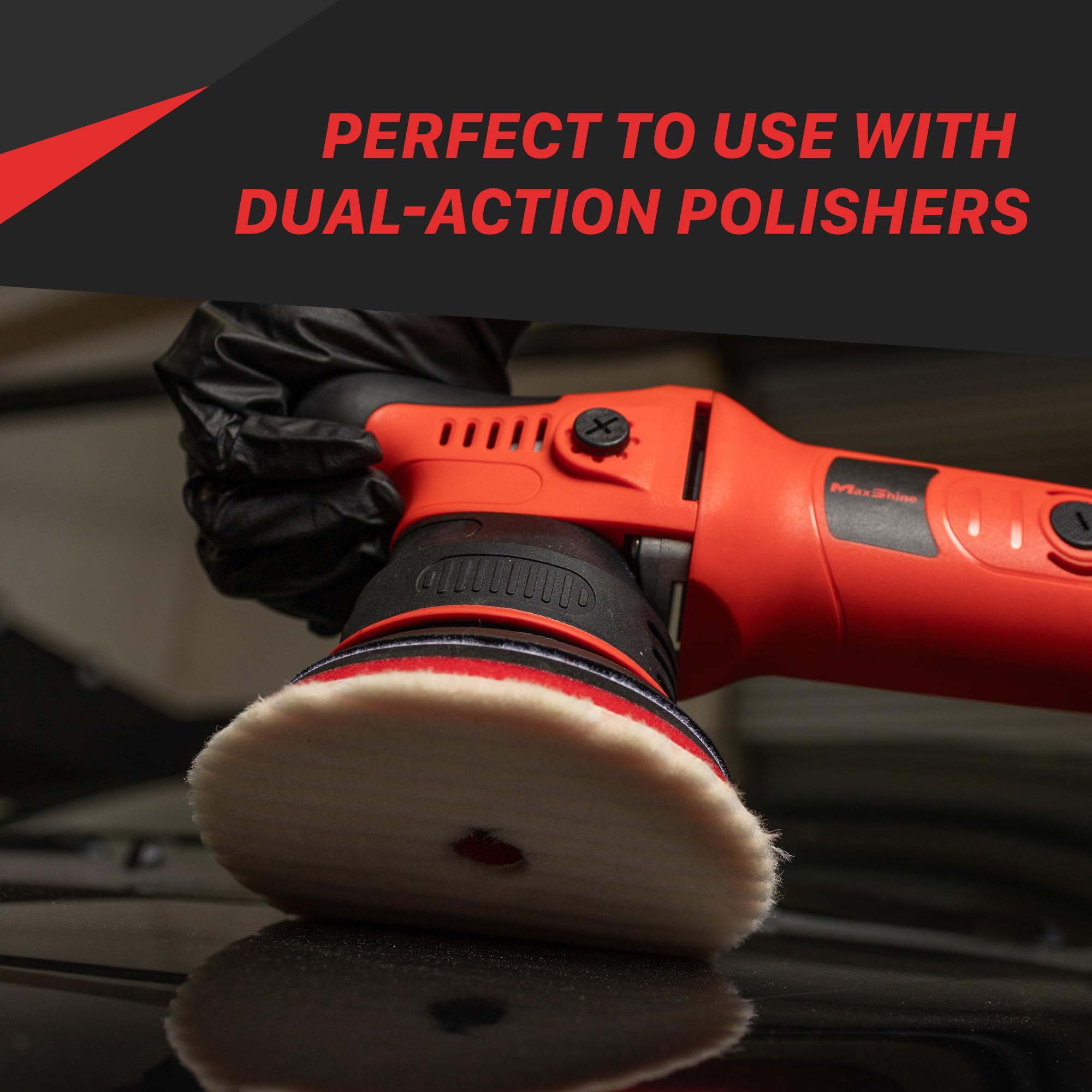 5” Maxshine Universal Wool Buffing & Polishing Pad for Cutting | 100% Natural Wool with Hook & Loop Backing | DA Polisher Compatible | Professional Pad for Heavy Defect Removal & Paint Correction