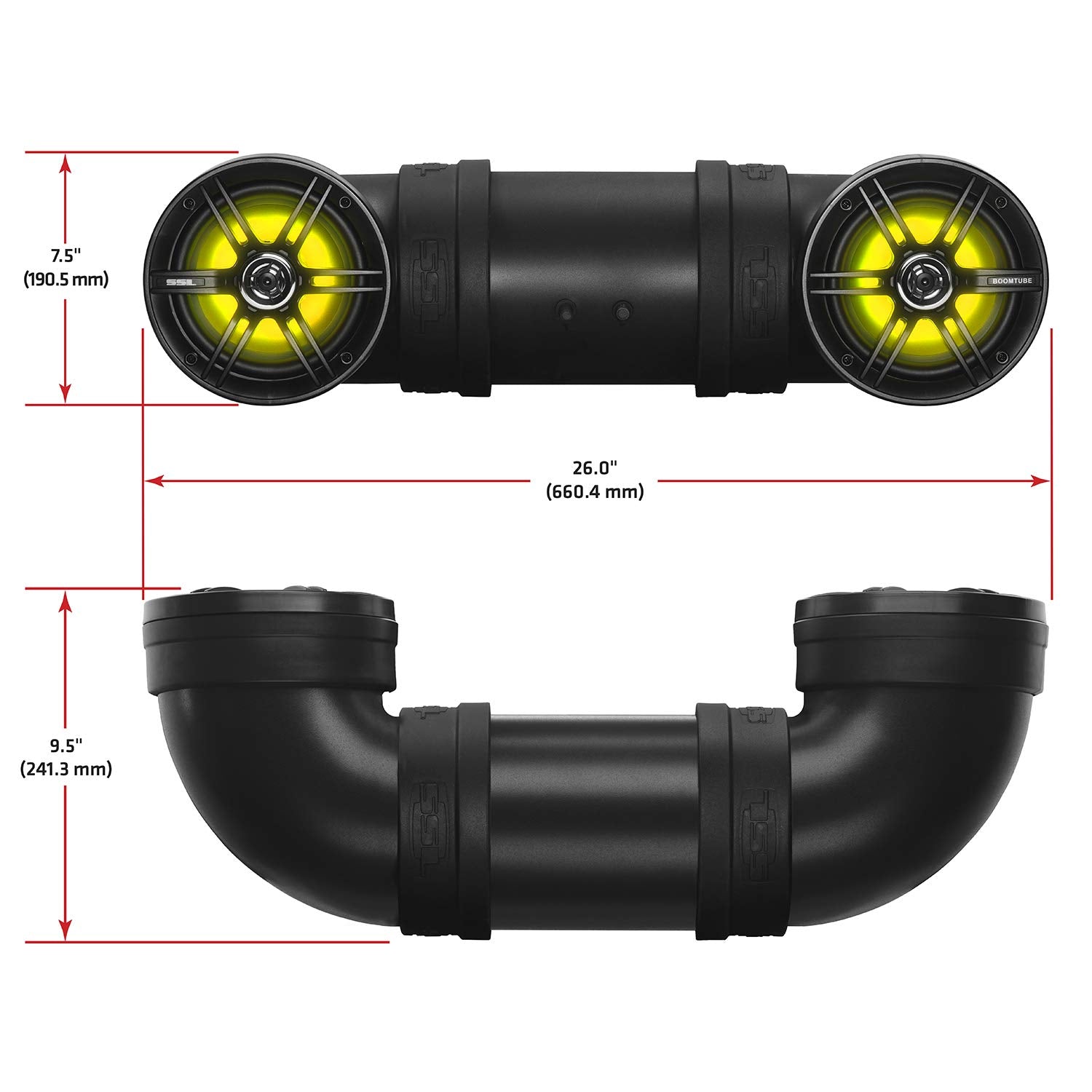 Sound Storm Laboratories ATV UTV BTB6L Sound System - 6.5 Inch Speakers, 1 Inch Tweeters, Full Range, IPX5 Weatherproof, Bluetooth, Built-in Amplifier, Multicolor Illumination, Golf Cart Compatible