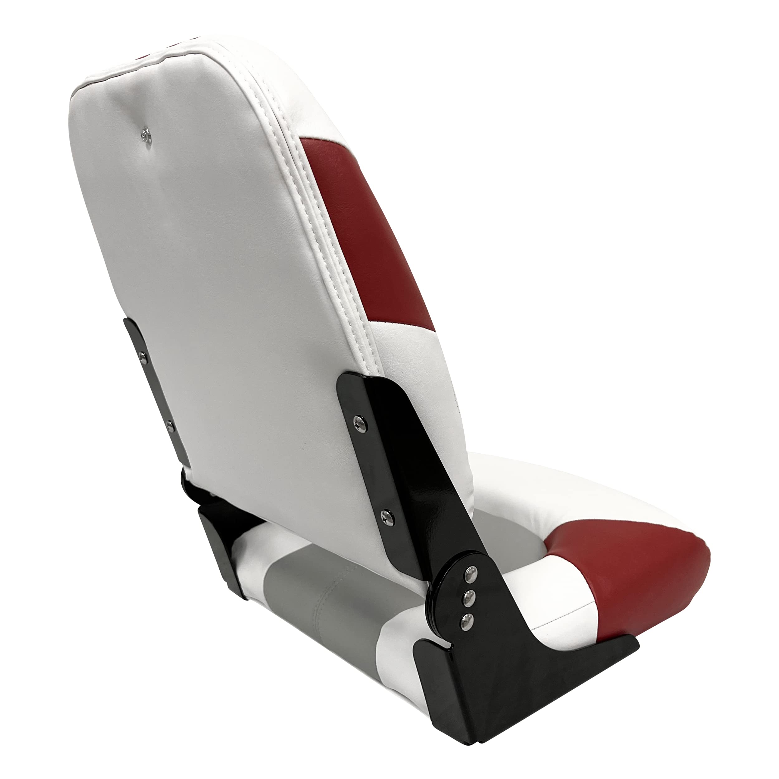 Baja Series Wise High Back Boat Seat, Brite White/Grey/Dark Red 1461-1774