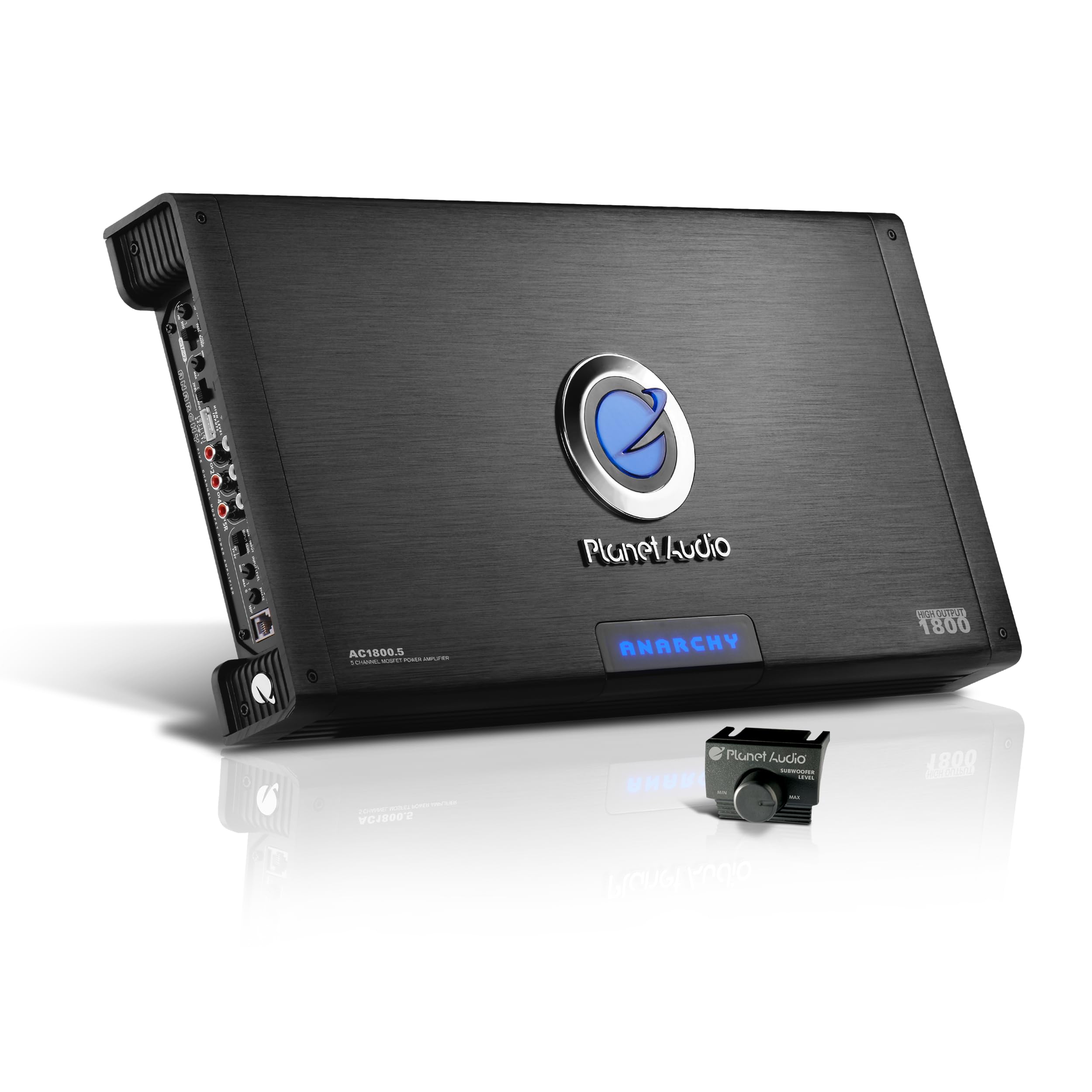 Planet Audio 5 Channel AC1800.5 Car Amplifier - 1800 High Output, High/Low Level Inputs, High/Low Pass Crossover, Full Range, Bass for Subwoofer