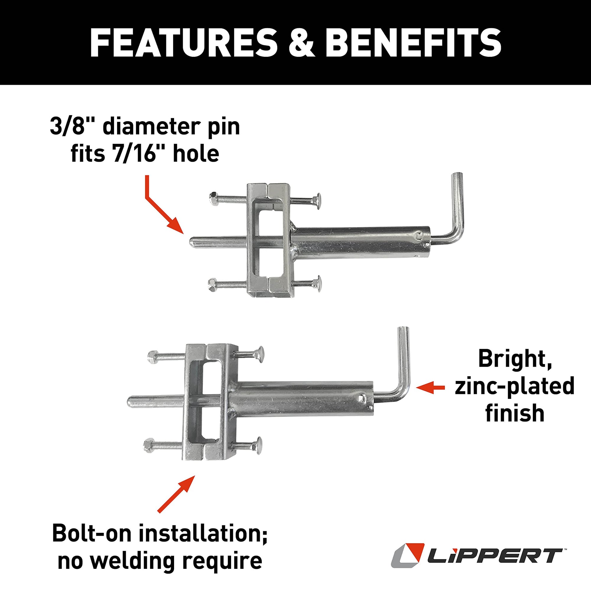 Quick Release Pull Pin Lippert Components 308287 for Fifth Wheel Landing Gear, Silver