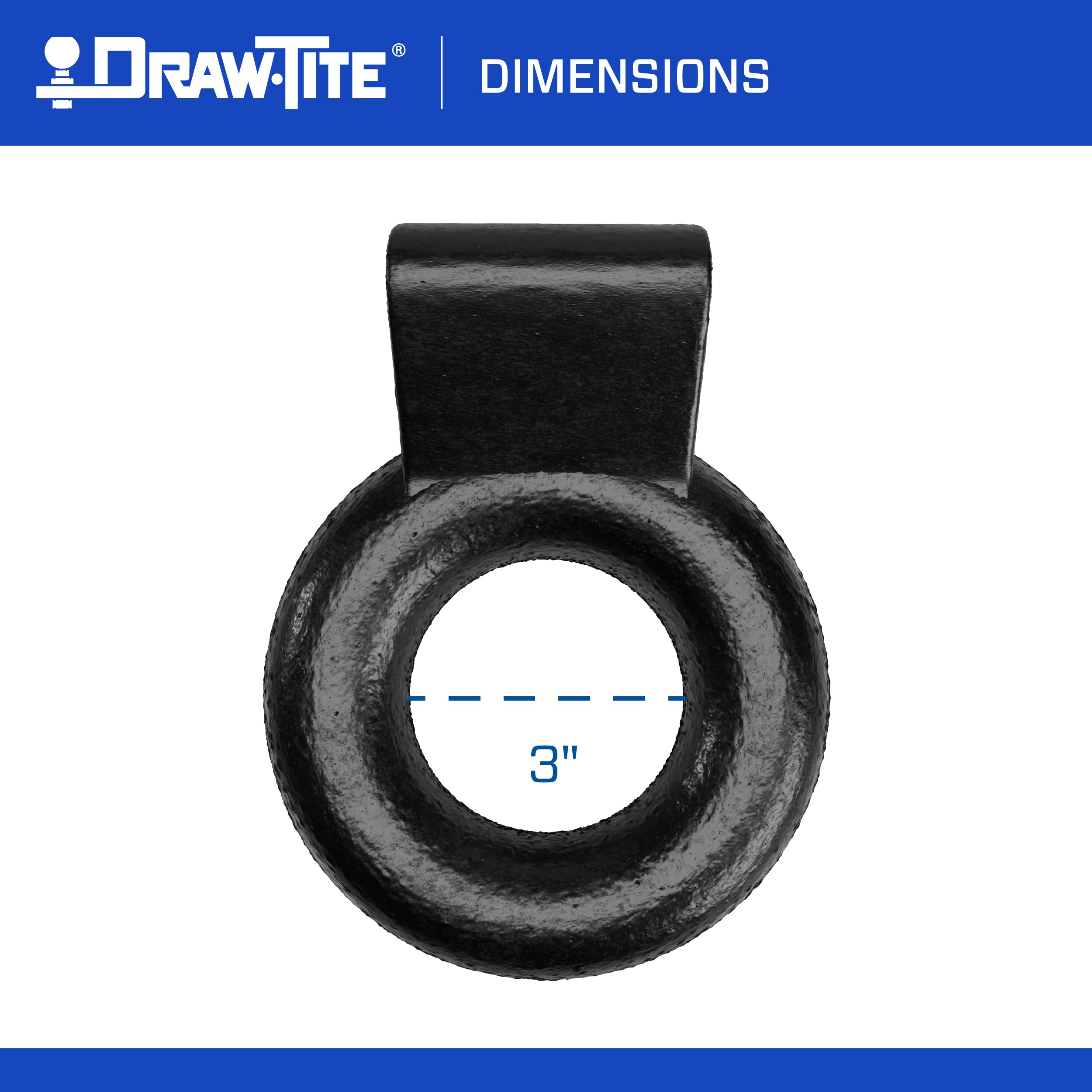 Tow Ready Lunette Ring 63060, 3 Inch Diameter, 24,000 lbs. Capacity, Adjustable