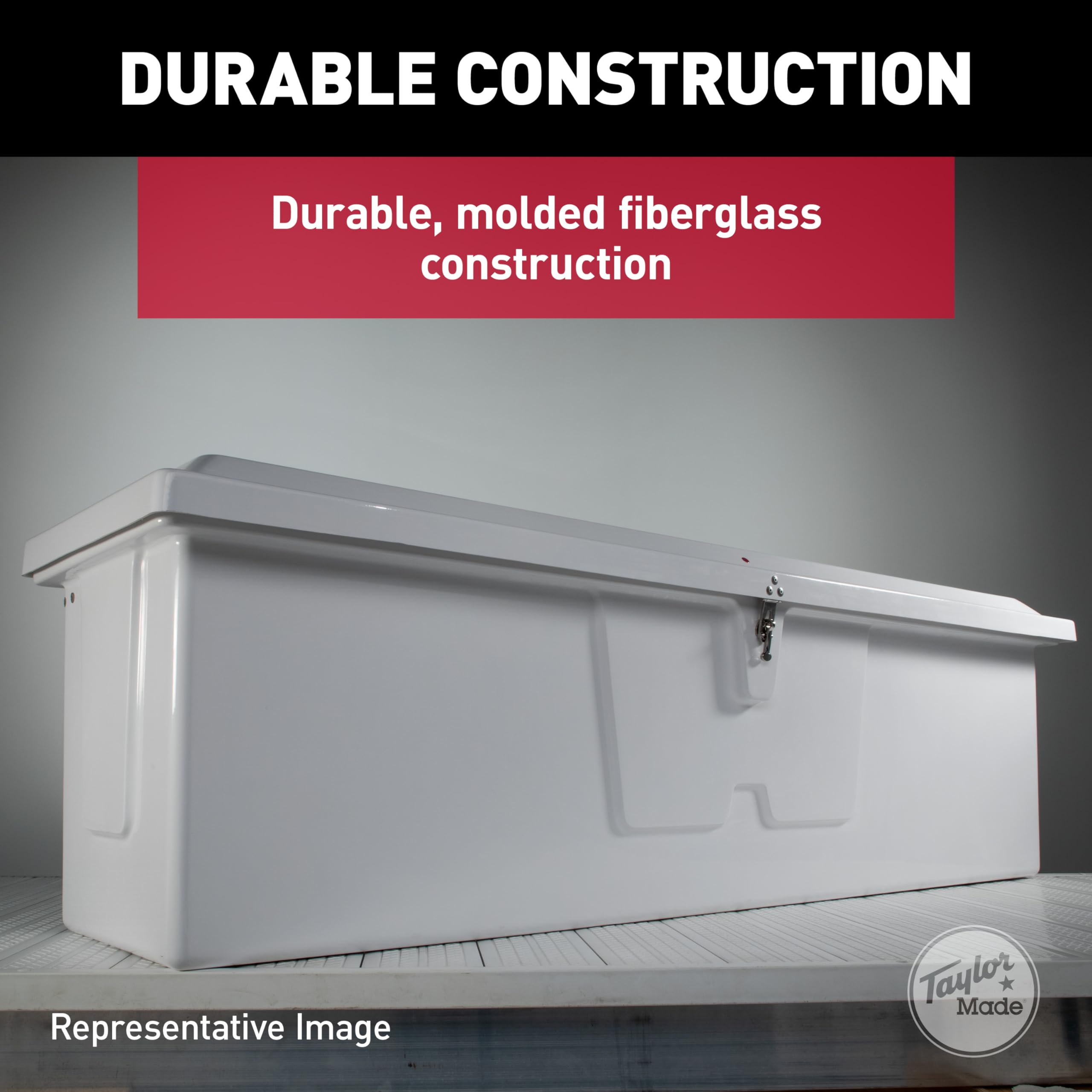 67.75"L x 27.75"W x 26"H TAYLOR MADE PRODUCTS White Stow 'N Go UV-Resistant Polyethylene Waterproof Storage Box with Stainless Steel Lockable Latch for Docks, Decks, Patios, Pool Areas - 2020108529