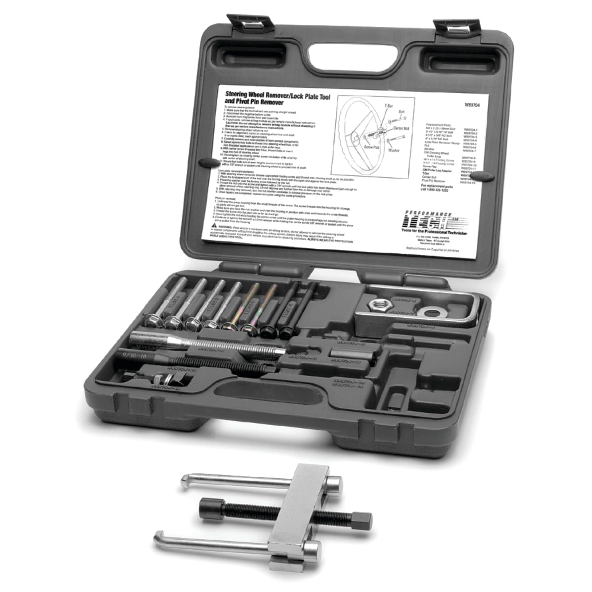 Steering Wheel Removal Kit Performance Tool W89704 - Includes Puller, Bolts, and Tools for Automotive and Light Trucks