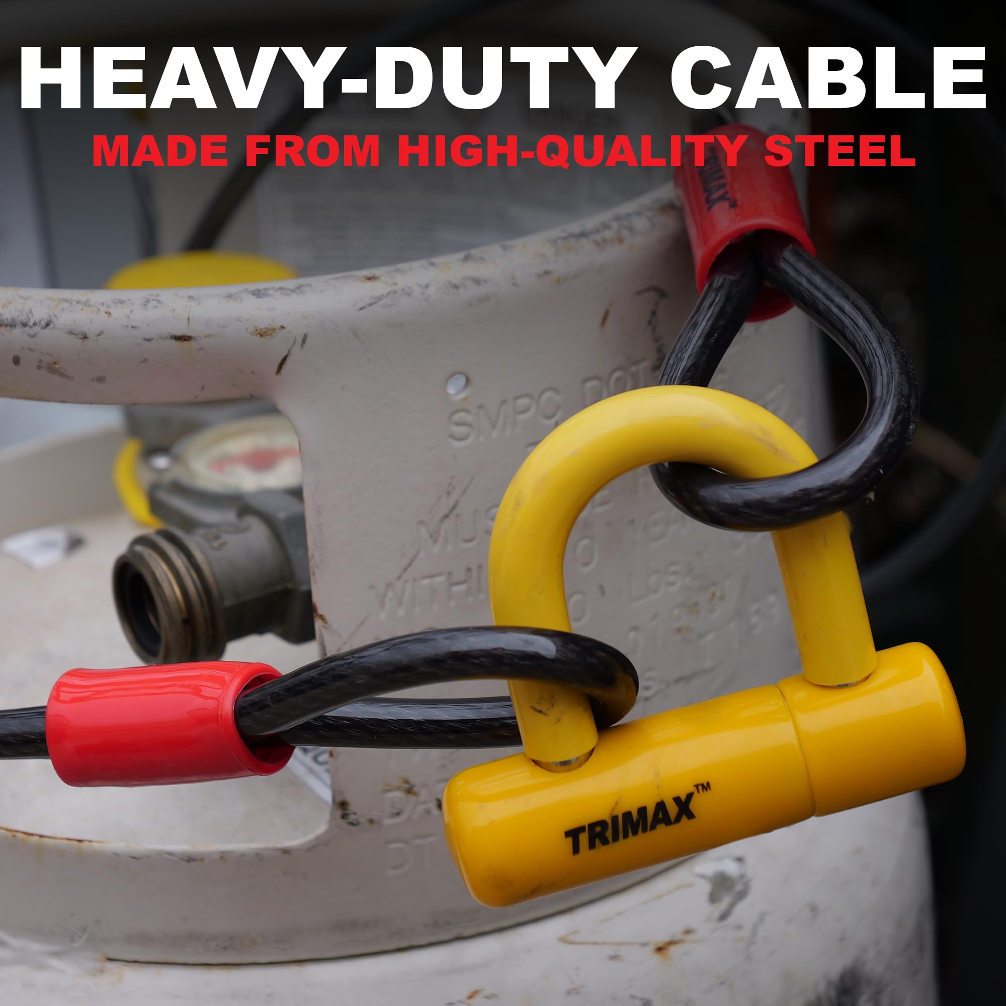 Trimax TDL815 - Dual Loop Trimaflex Multi-Use Security Cable 8 Feet x 15mm - Commercial Grade Security Cable for Equipment, ATVs, Motorcycles, More