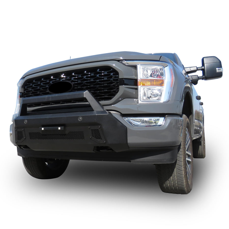 Armour III Black Horse Light Duty Front Bumper Textured Black Compatible with 2021-2023 Ford F-150(Excl. 22-23 F150 Lightning EV)-AR3LD42NL
