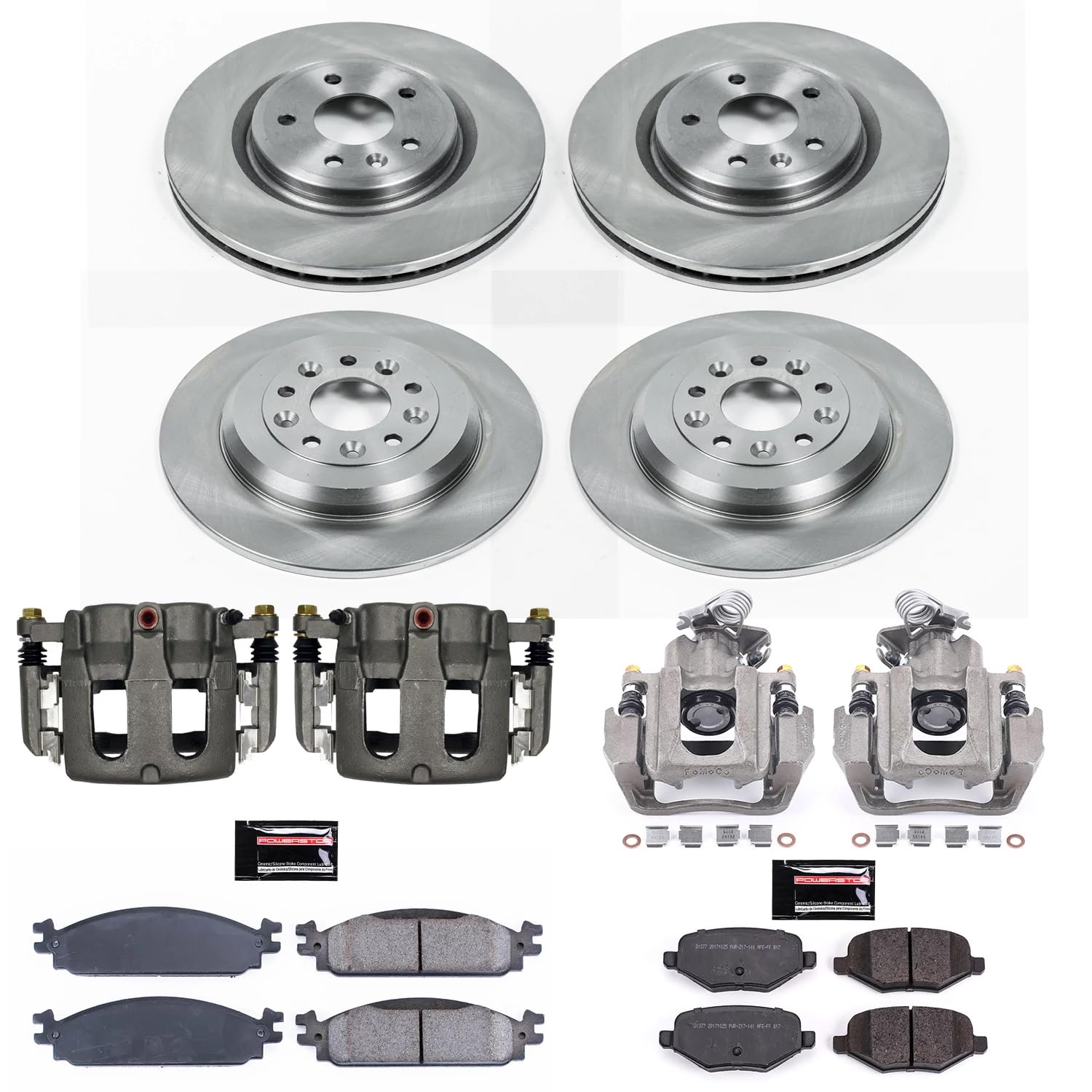 Power Stop KCOE5510 Brake Kit Stock Replacement with OE Calipers- Front & Rear For Ford Flex 2009, Lincoln MKS 2009-2010 [Model Specific]