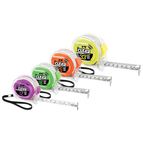 Clear Tape Measure Set Performance Tool W5039 (4 Pieces) for Accurate Measurements and Easy Readability
