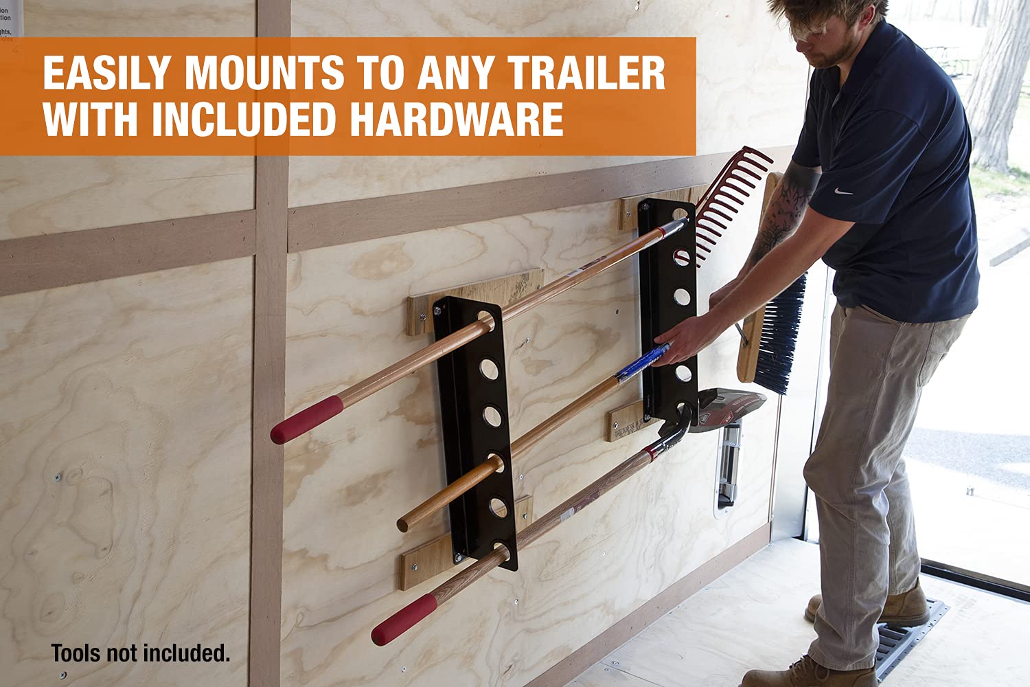 Buyers Products Hand Tool Rack for Enclosed Landscaping Truck Trailers & Garage or Shed Walls Holds 6 Tools, Heavy Duty Steel, Made In the USA, Lawn Care Equipment, Landscape Tools