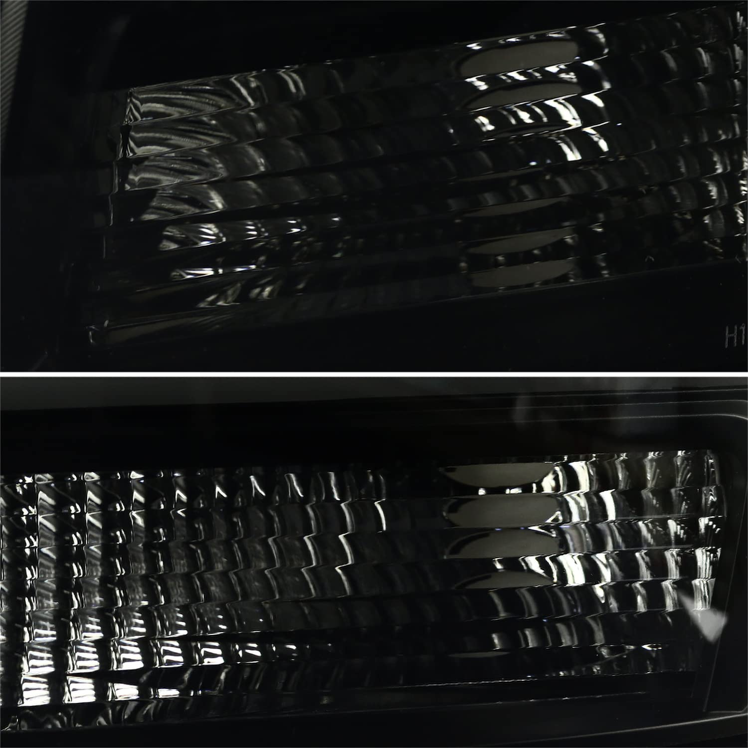 Black Smoke LED Light Bar Projector Headlights SPEC-D TUNING Compatible with 2007-2014 Chevy Avalanche, Tahoe, Suburban, Left + Right Pair Headlamps Assembly