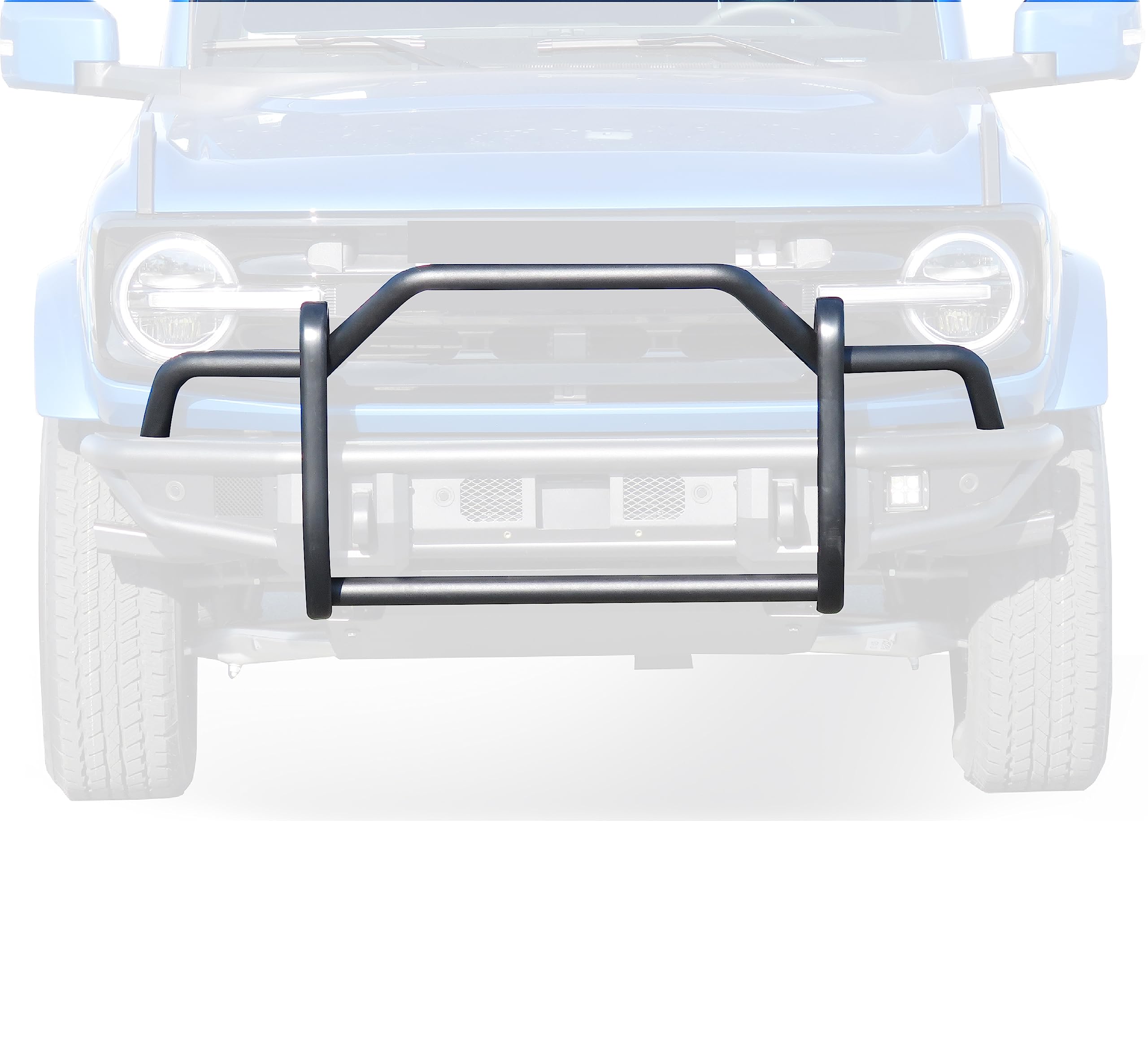 Tubular Grille Guard Black Horse Light Duty Matte Black Compatible with 2021-2024 Ford Bronco-GG-FB22
