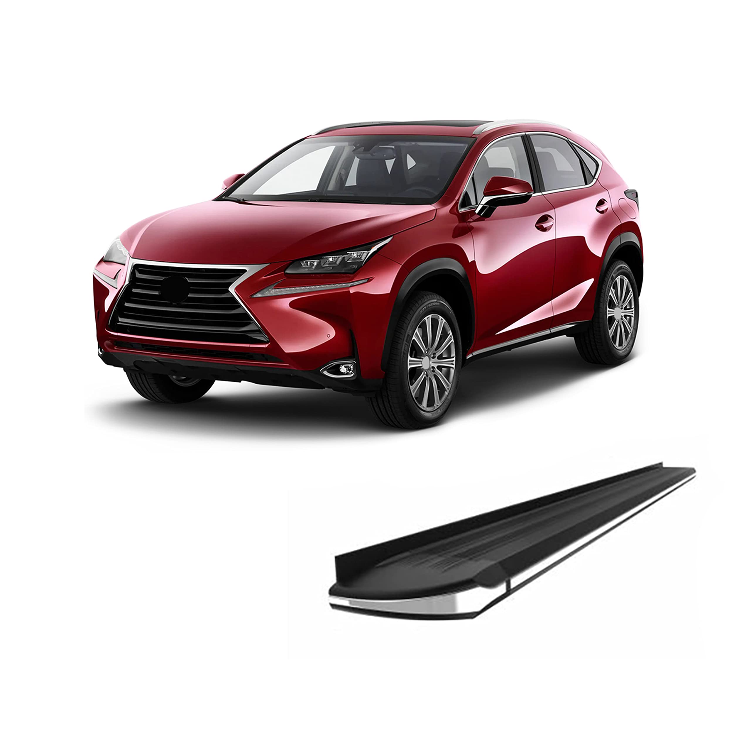 Black Aluminum Black Horse Exceed Running Boards Compatible with 2015-2017 Lexus NX200t&2018-2020 Lexus NX300&2018-2020 Lexus NX300