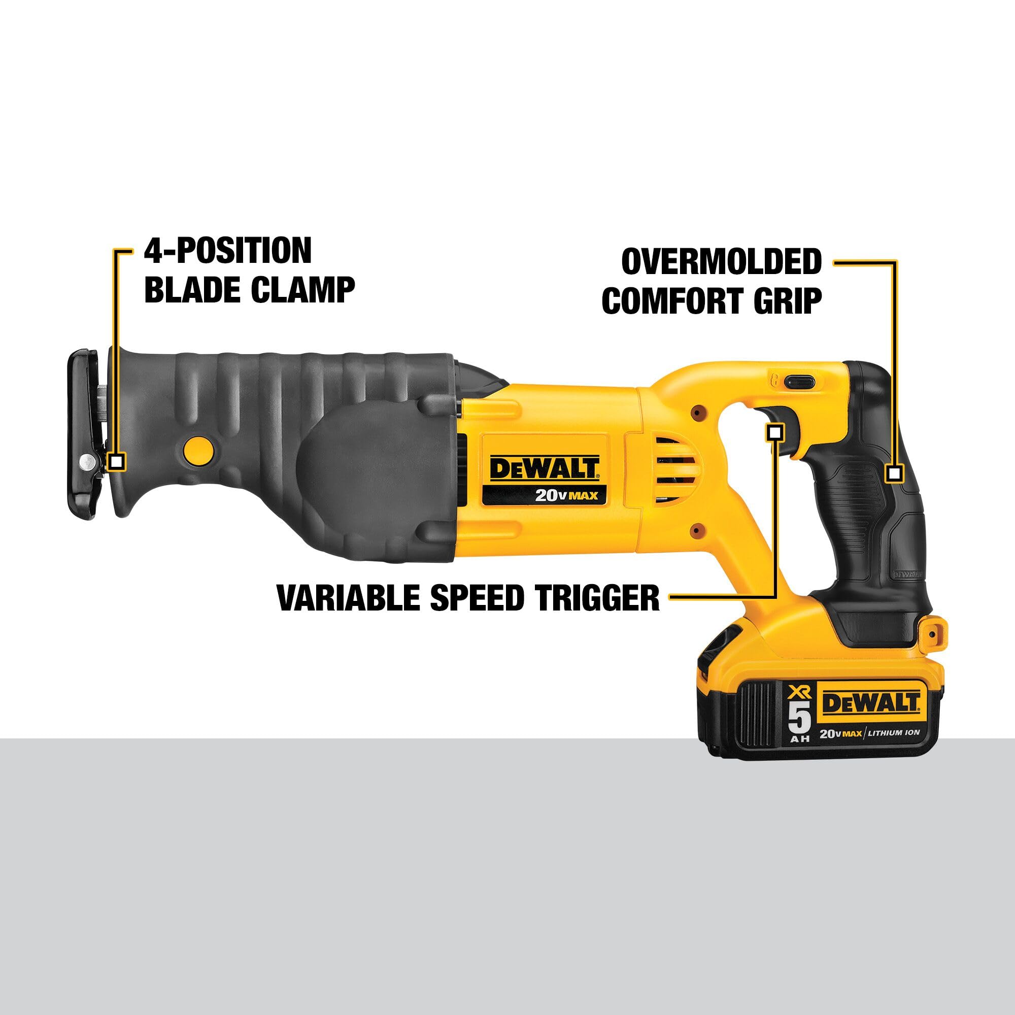 Cordless DEWALT 20V MAX* Reciprocating Saw, Battery and Charger Included (DCS380P1)