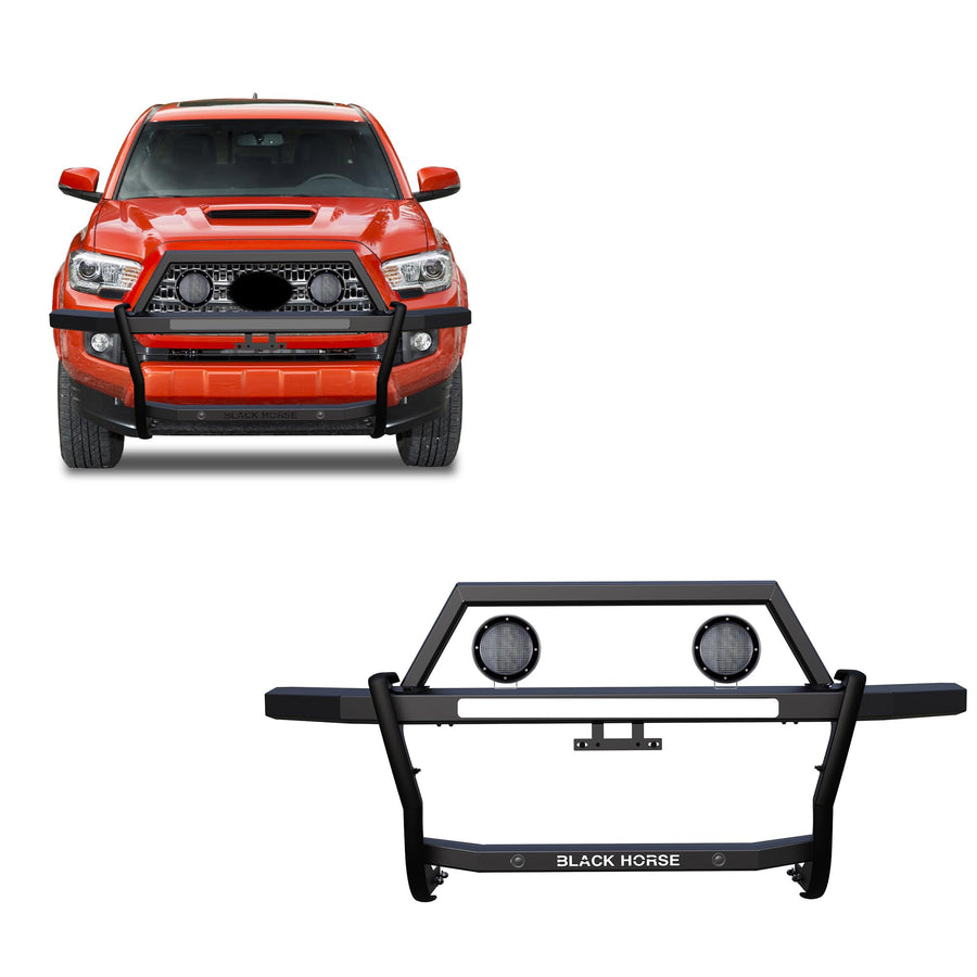 Rambler Black Horse Grille Guard Kit Modular Black Compatible with 2005-2023 Toyota Tacoma-RAGT01-PLFB