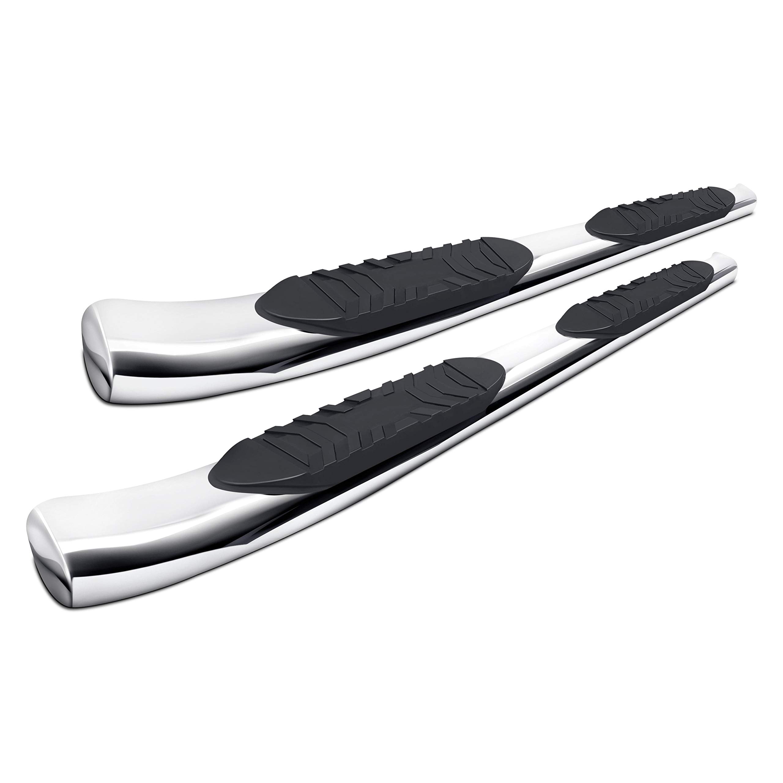 Lund RealTruck 23710563 Polished Stainless Crew Cab, All beds 5" Oval Curved Steel Nerf Bars for 2019 Silverado 1500
