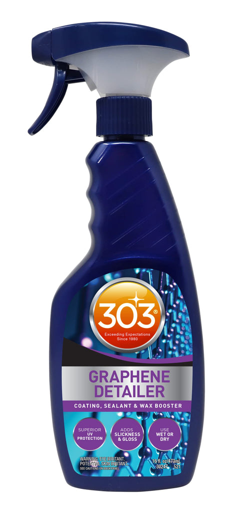 303 Products Detailer Graphene Spray, Enhances Gloss & Protection on Existing Coating, Sealants & Waxes, UV Protectant, Drying Aid, Add Ceramic Graphene Protection, Waterless Car Detailing Spray, 16oz