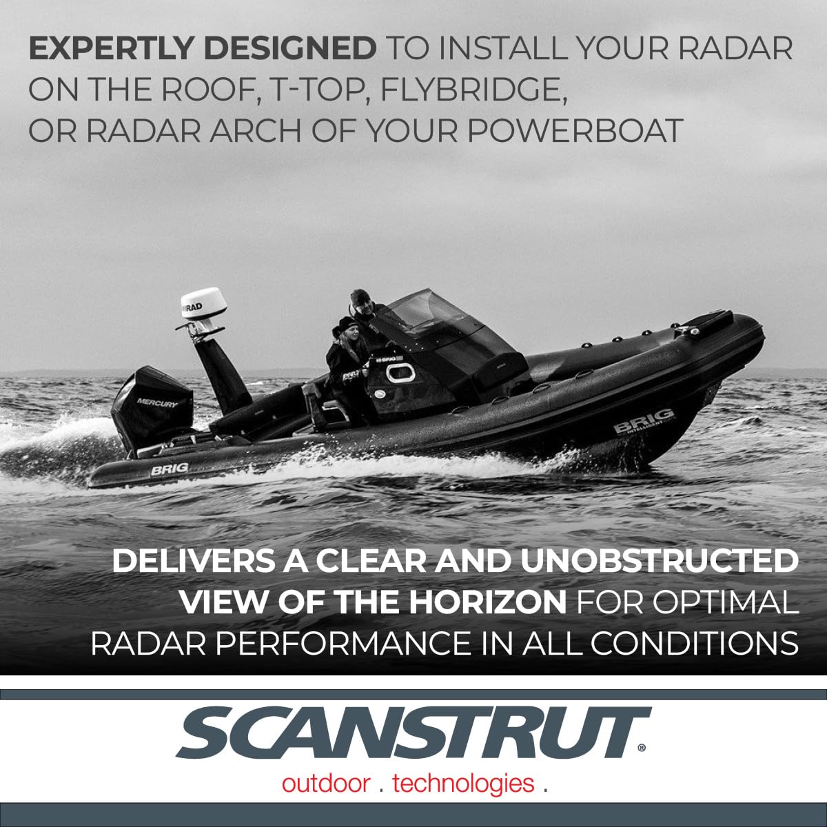 Aluminum Powertower Scanstrut APT-150-01 for Radomes, Open Array, and Small SatCom/TV Antenna - 6"