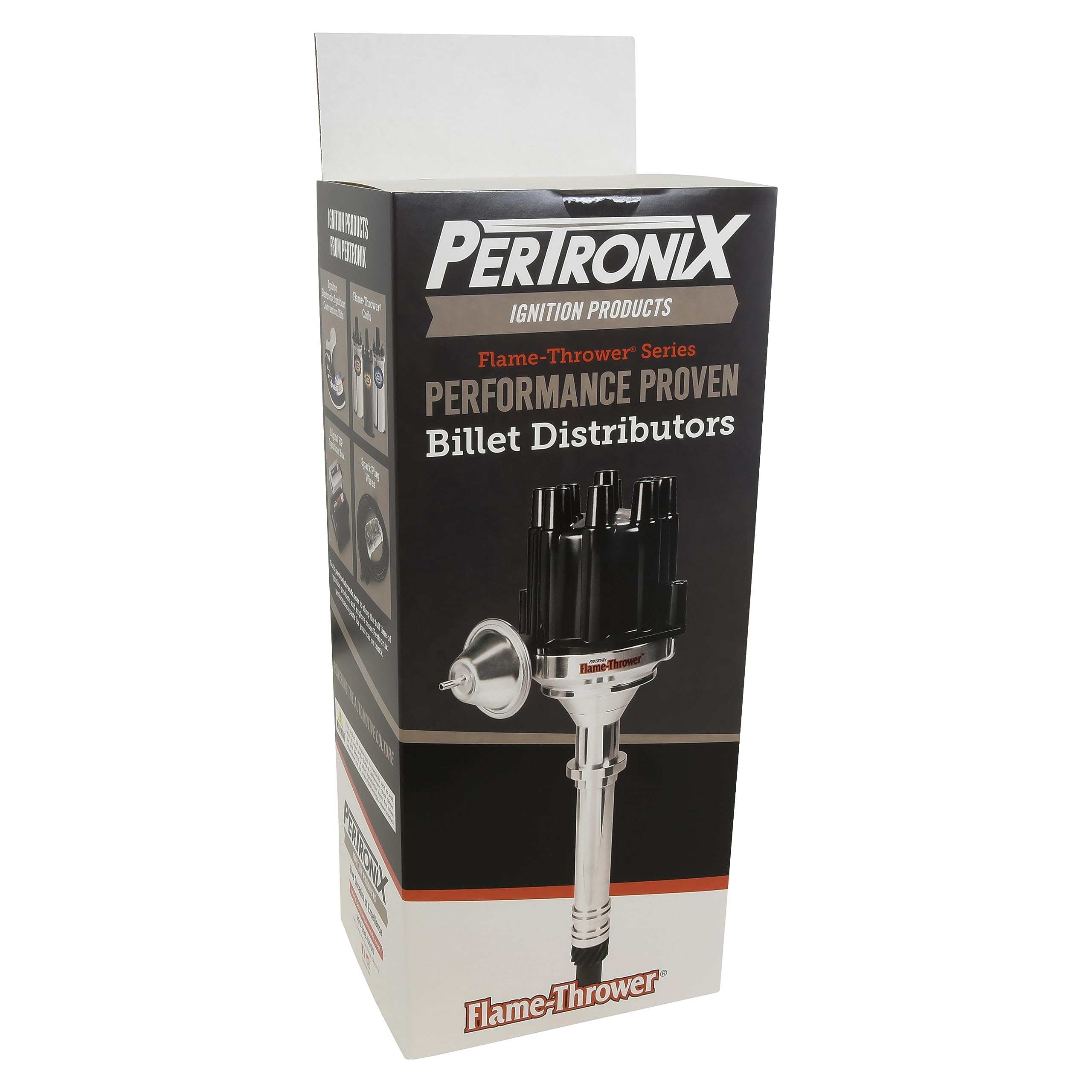 Pertronix D120700 Flame-Thrower Vacuum Advance Pontiac V8 Plug and Play Black Cap Billet Electronic Distributor with Ignitor II Technology for Pontiac V8