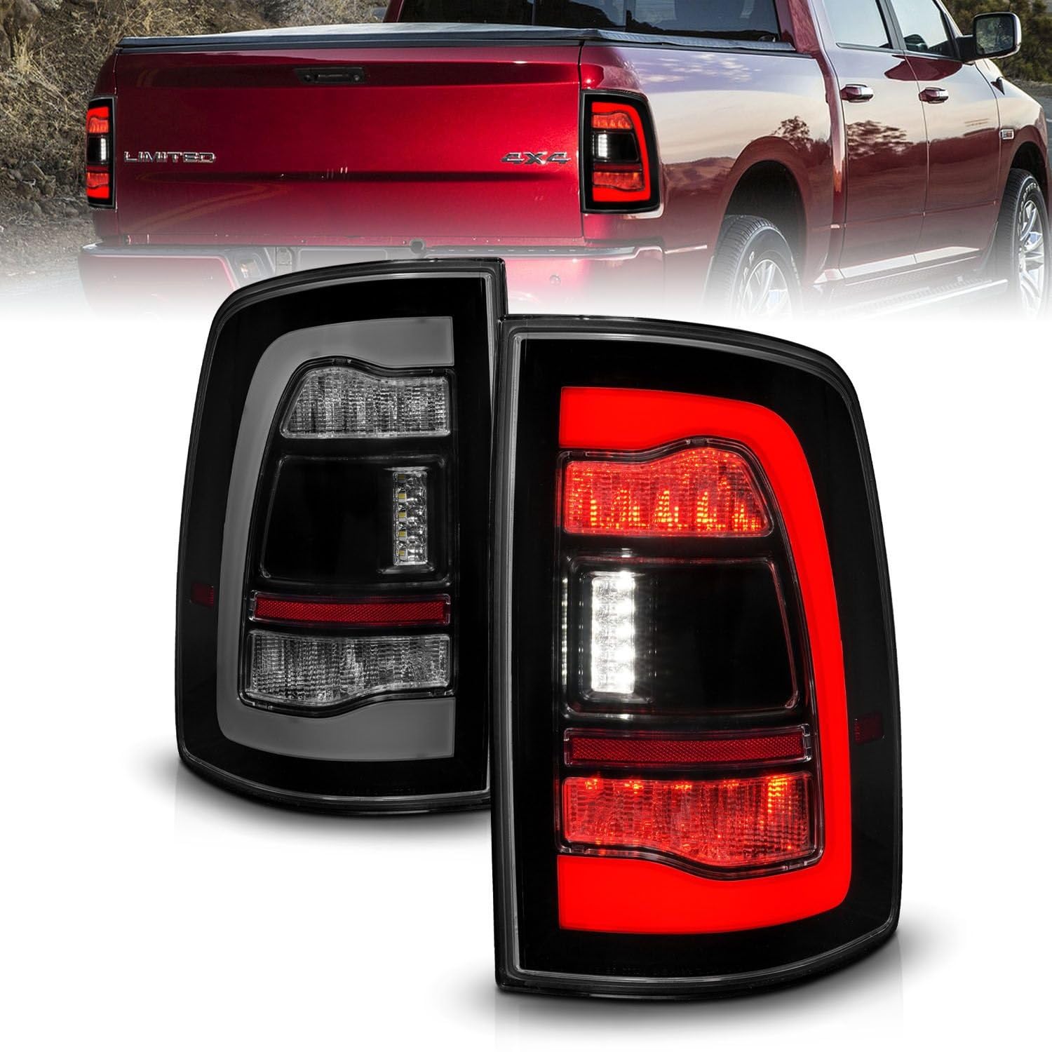 09-18 Dodge Ram 1500 ANZO Sequential LED Taillights Smoke Black