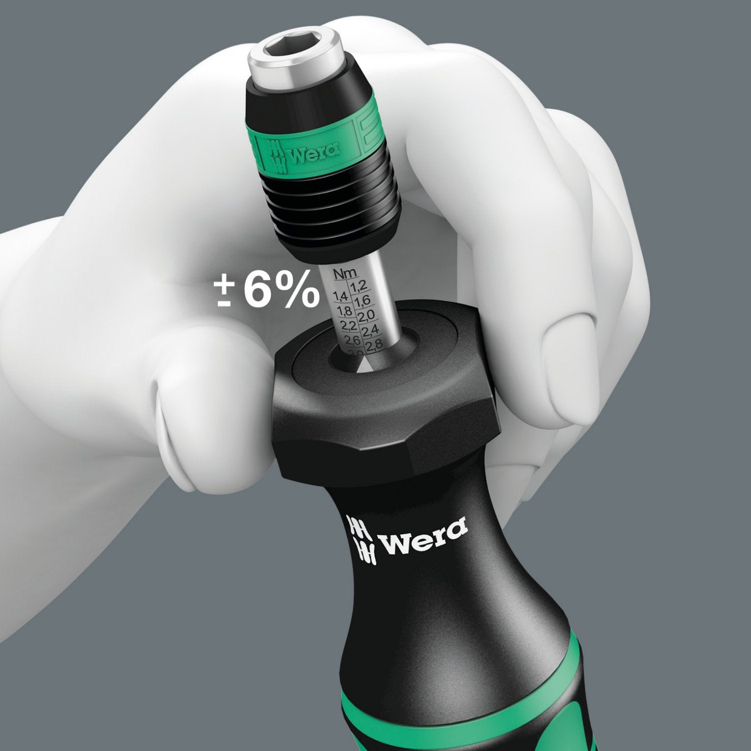 Wera Kraftform 05074710001 7445 Hexagon Torque Screwdriver, 1/4" Head, 2.5-11.5"/lbs Variable Torque Adjustment Range