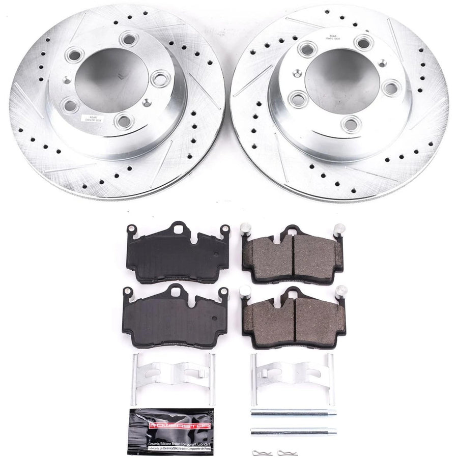 Power Stop K7088 Z23 Evolution Sport Brake Upgrade Kit Rear and 2 Rear Sensor Wires For Porsche 718 Boxster, Porsche 718 Cayman, Porsche Boxster, Porsche Cayman [Model Specific]