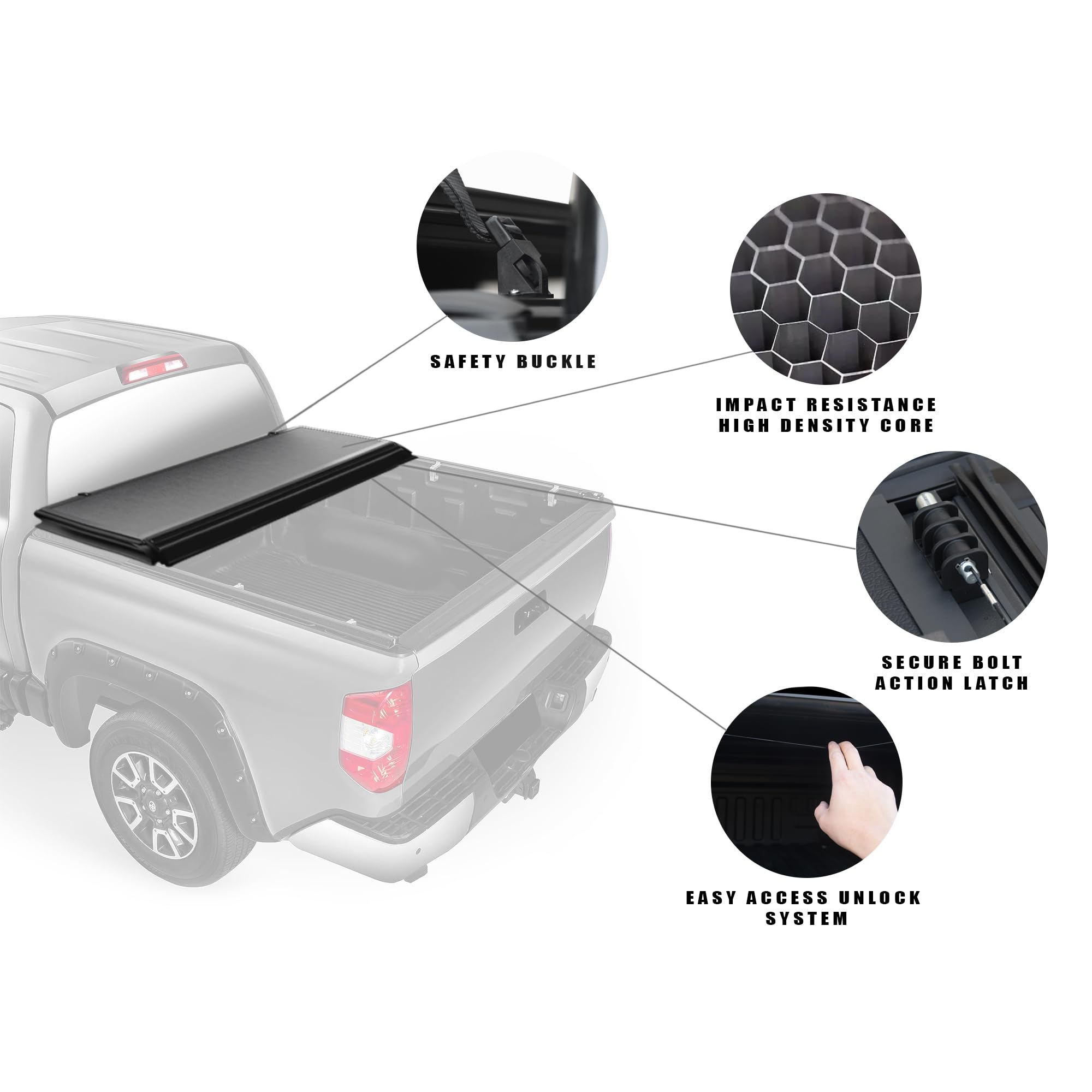 Toyota Tundra Low Profile Hard Tri-Fold Bed Cover for 2007 2008 2009 2010 2011 2012 2013 Toyota Tundra 5.5ft (66") Short Bed | CoveRex TFX | 8705360