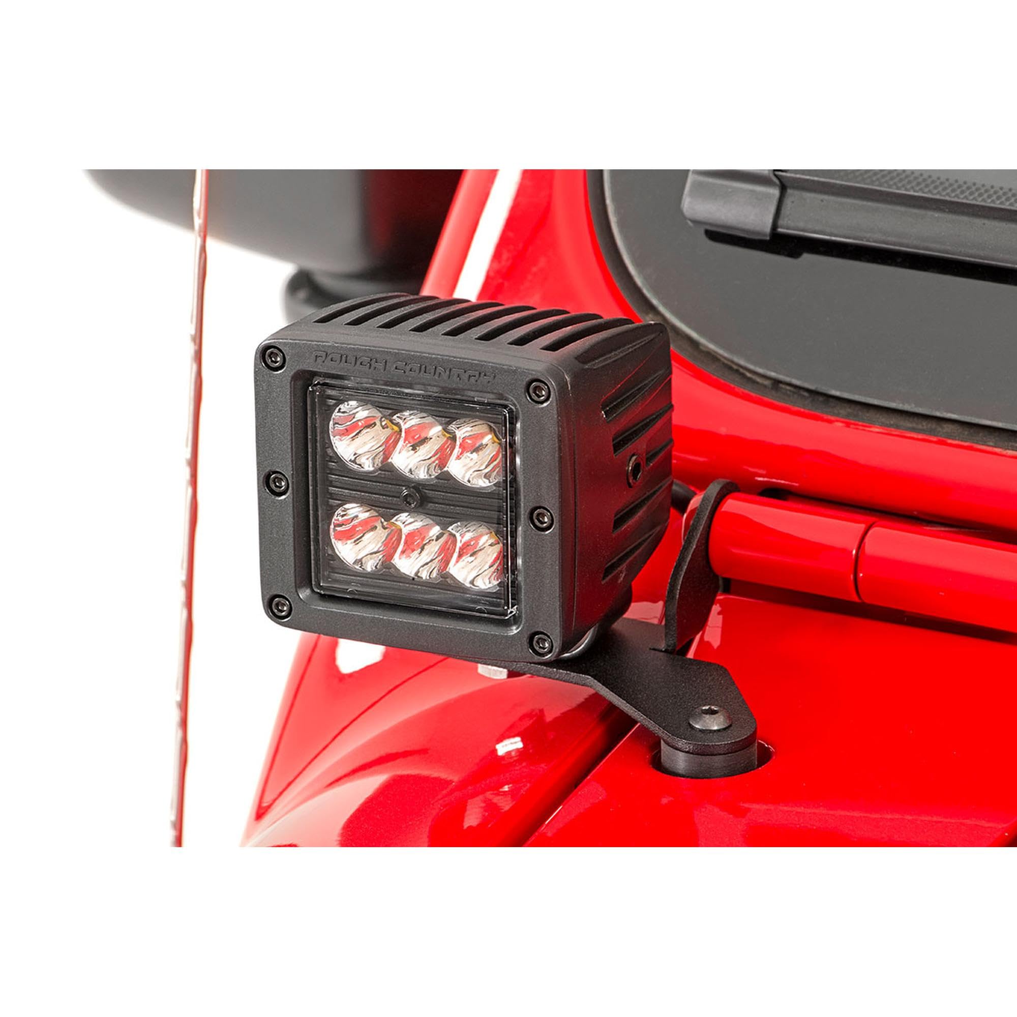 Rough Country 2" Dual LED Light Kit for Jeep Wrangler JL & Gladiator JT (2018-2025) - Lower Windshield Mount, 80W Spectrum Series, 9,600 Lumens, Wide Flood Beam
