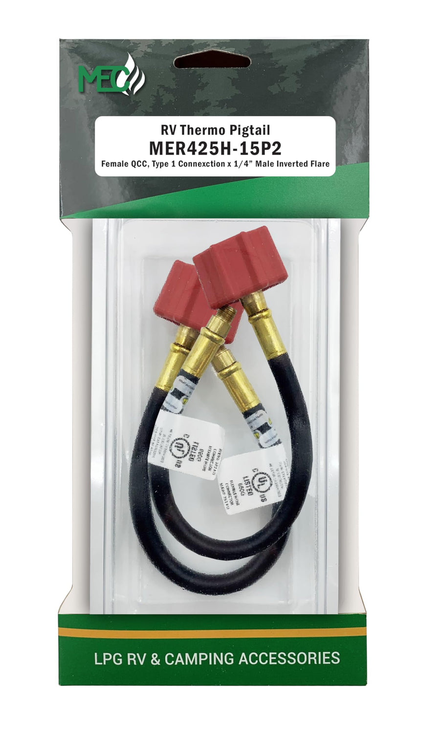 Marshall Excelsior MER425H-15P2 Thermo High Flow Pigtail, 1/4" Inverted Flare X QCC - 15", Pack of 2