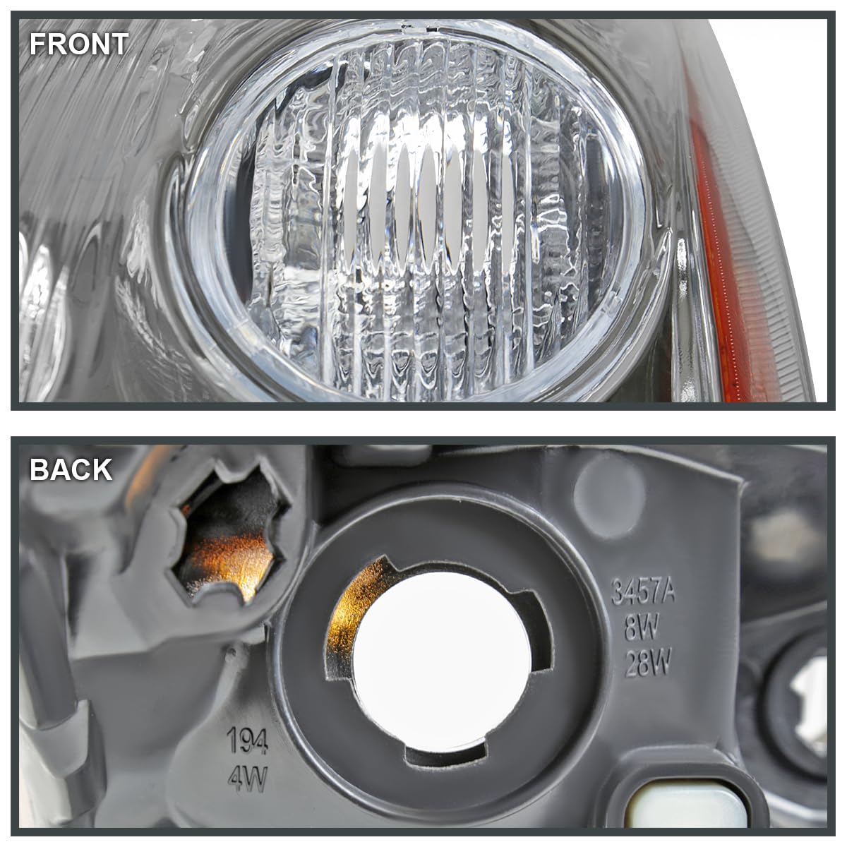 Chrome Headlights SPEC-D TUNING Compatible with 2007-2009 Nissan Sentra, Left + Right Pair Headlamps Assembly