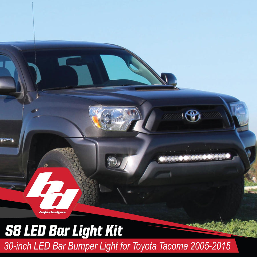 Baja Designs 30-inch S8 LED Bar Bumper Light Kit for Toyota Tacoma 2005-15 Truck (Driving/Combo; Clear)