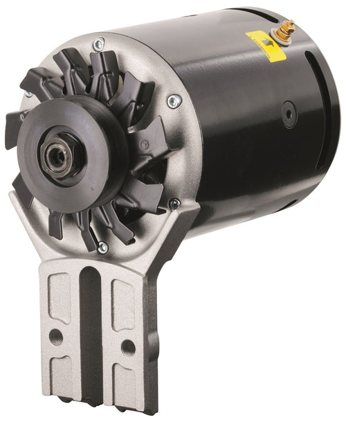 PowerGEN Powermaster - Black Flat Head Front MTG '39-'48 90A 12V w/Lamp Term w/Pulley for 5/8" Belt