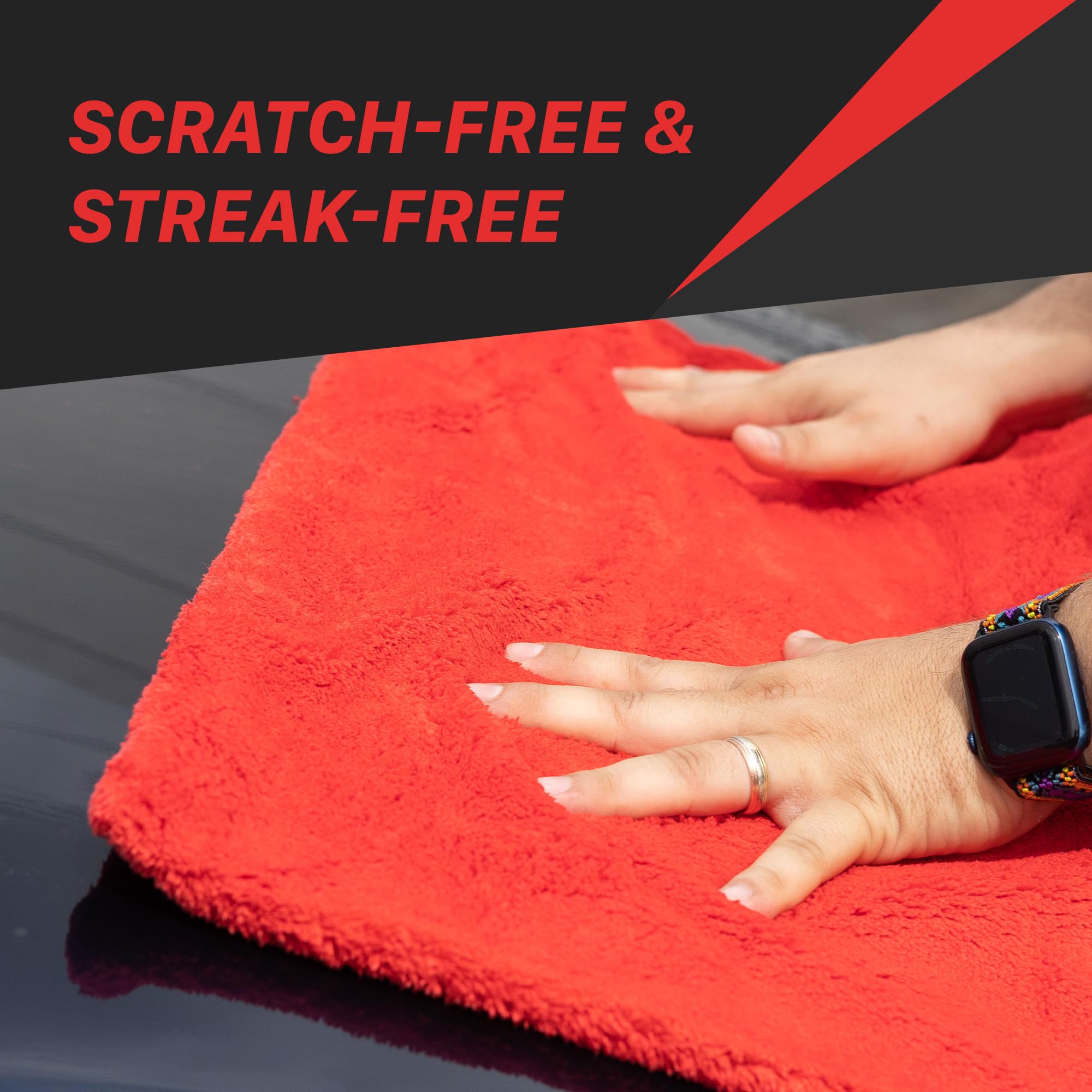 Big Red Maxshine Microfiber Towel (1000GSM) - Large Plush, Rinse-Free, Double-Sided Detailing for Cars (20”x28” / 51x71cm), Professional Auto Detailing Towel