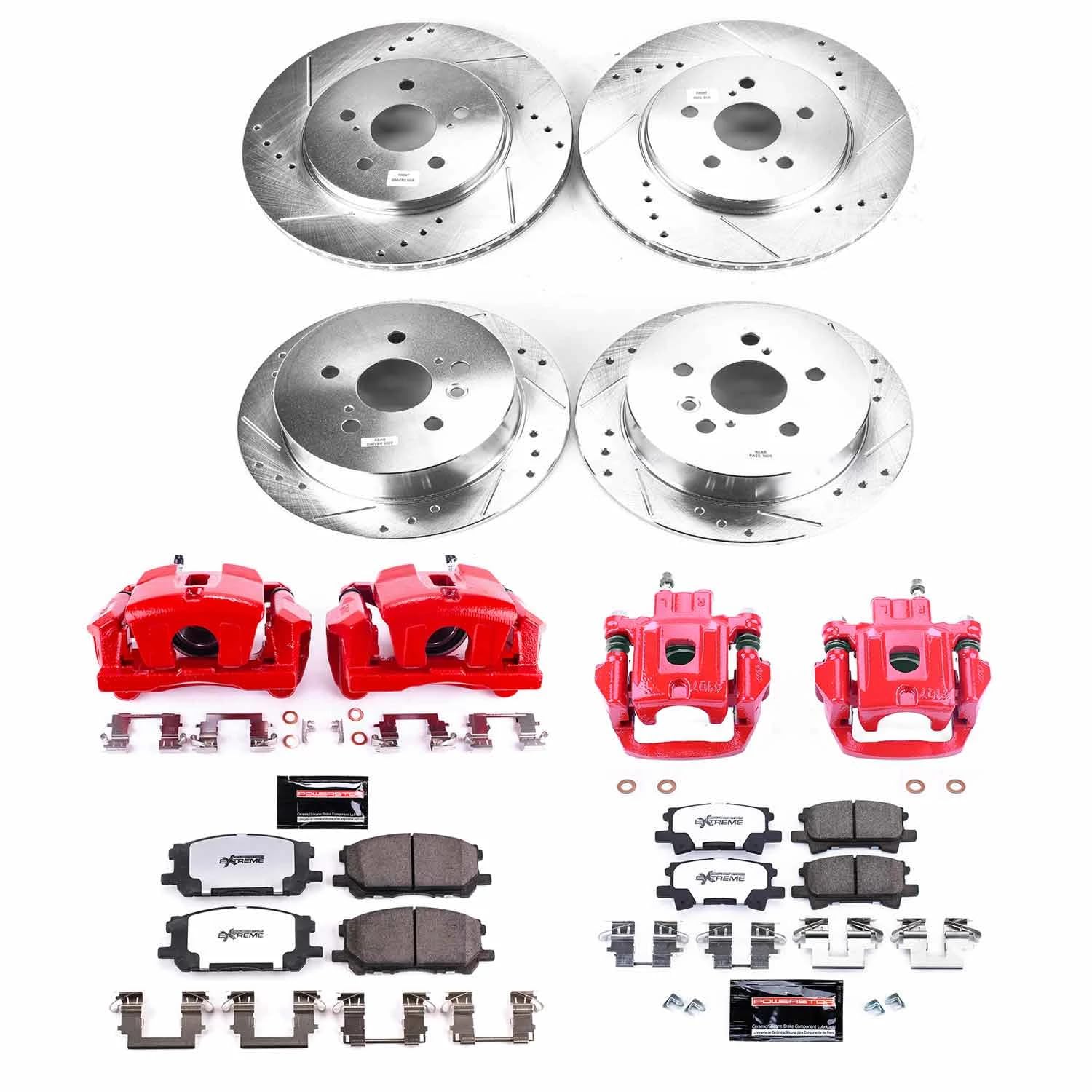 Power Stop Z36 Truck & Tow KC4530-36 Front & Rear Caliper Kit-Rotors, Ceramic Brake Pads and Calipers For Lexus RX330 2004-2006, Lexus RX350 2007-2009 [Model Specific]