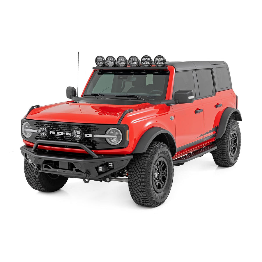 Rough Country Running Boards OV2 for Ford Bronco (2021-2025) 4-Door - Contoured Side Step Bars, Easy Bolt-On Install
