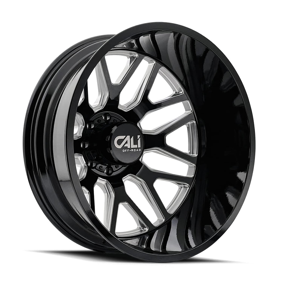DUALLY CALI INVADER 9115D GLOSS BLACK/MILLED SPOKES 24X8.25 8-200 -232MM 142MM