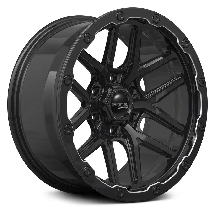 Volcano RTX Custom Wheel - 18x9.5, -10 Offset, 6x139.7 Bolt Pattern, 106.1mm Hub - Gloss Black with Milled Accents Rim