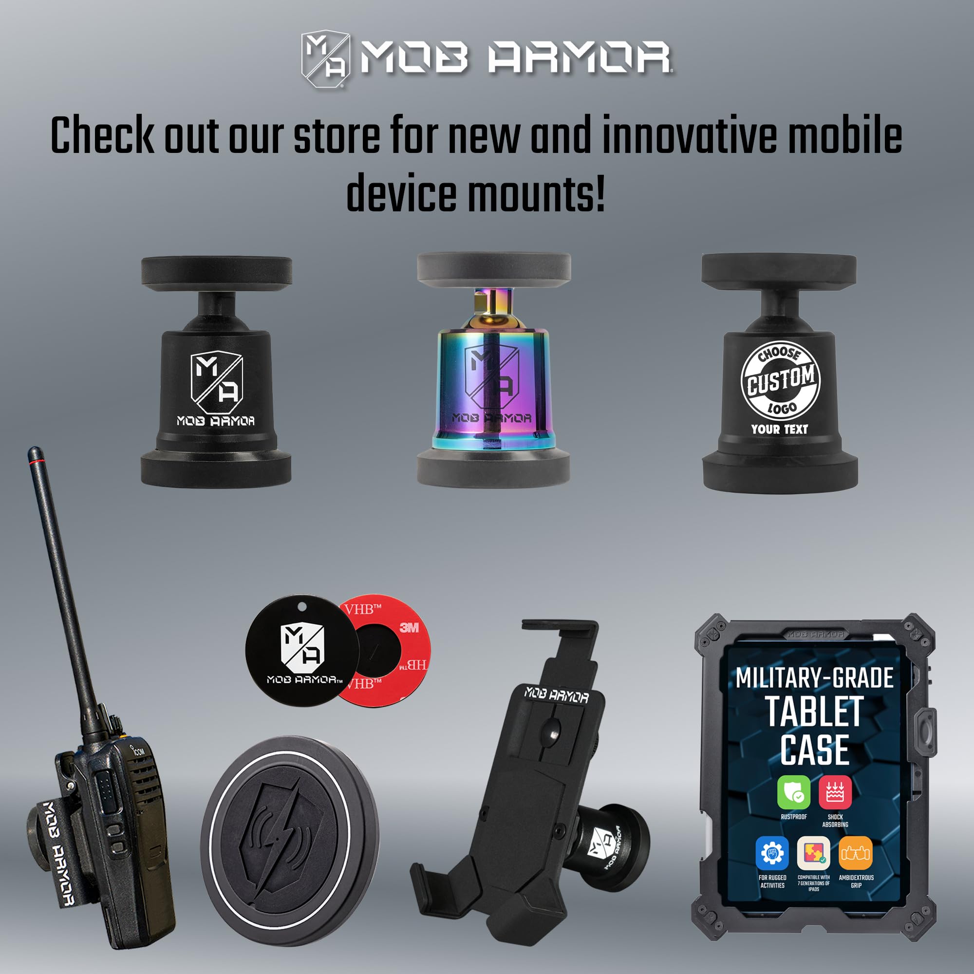 Mob Armor Maxx MobNetic - USA Assembled Magnetic Phone Holder for Car, Magnetic Car Phone Mount, 90-Degree Tilt, 360-Degree Rotation, Aluminum Metal, Compatible with iPhone & Android - Black Chrome