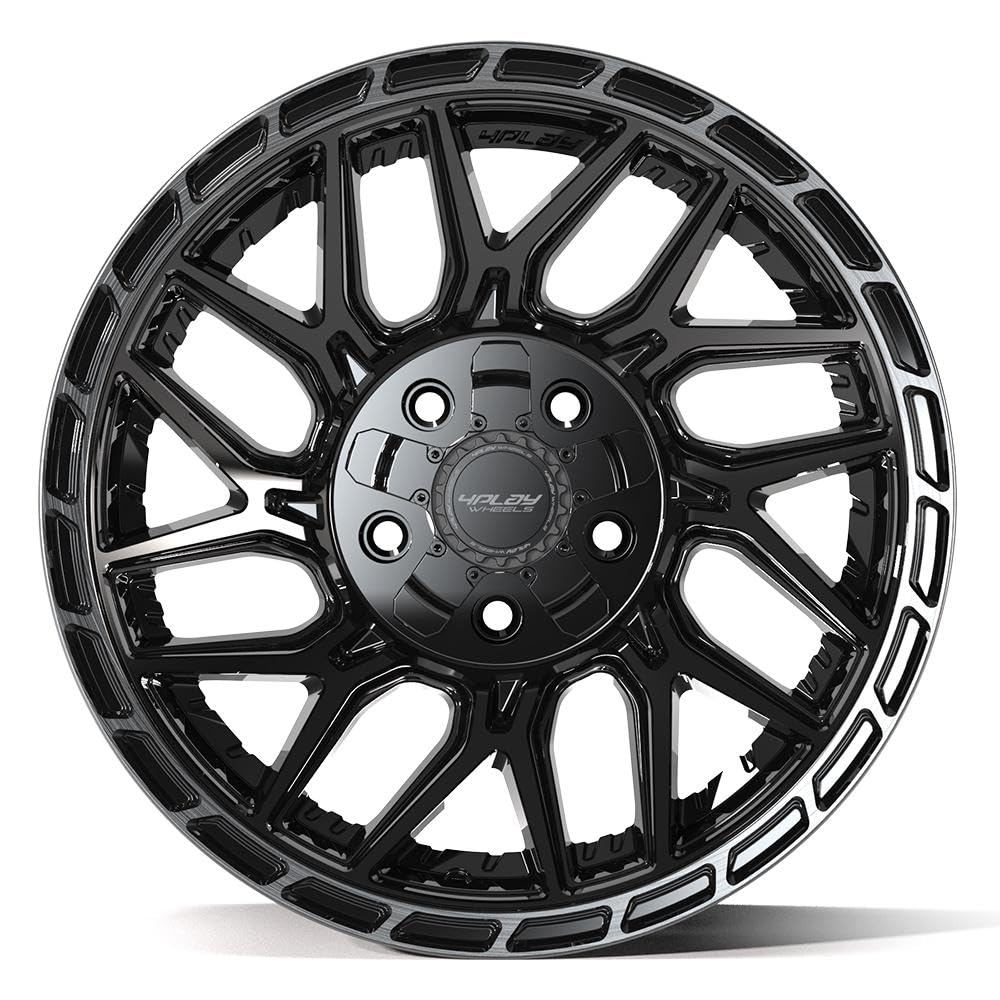 17 inch 4PLAY Wheels Rim Fits 5x127 + 5x139.7 Rebel Durango Journey Grand Cherokee Wrangler Gladiator 4PS28 17x9 Brushed Black Wheels
