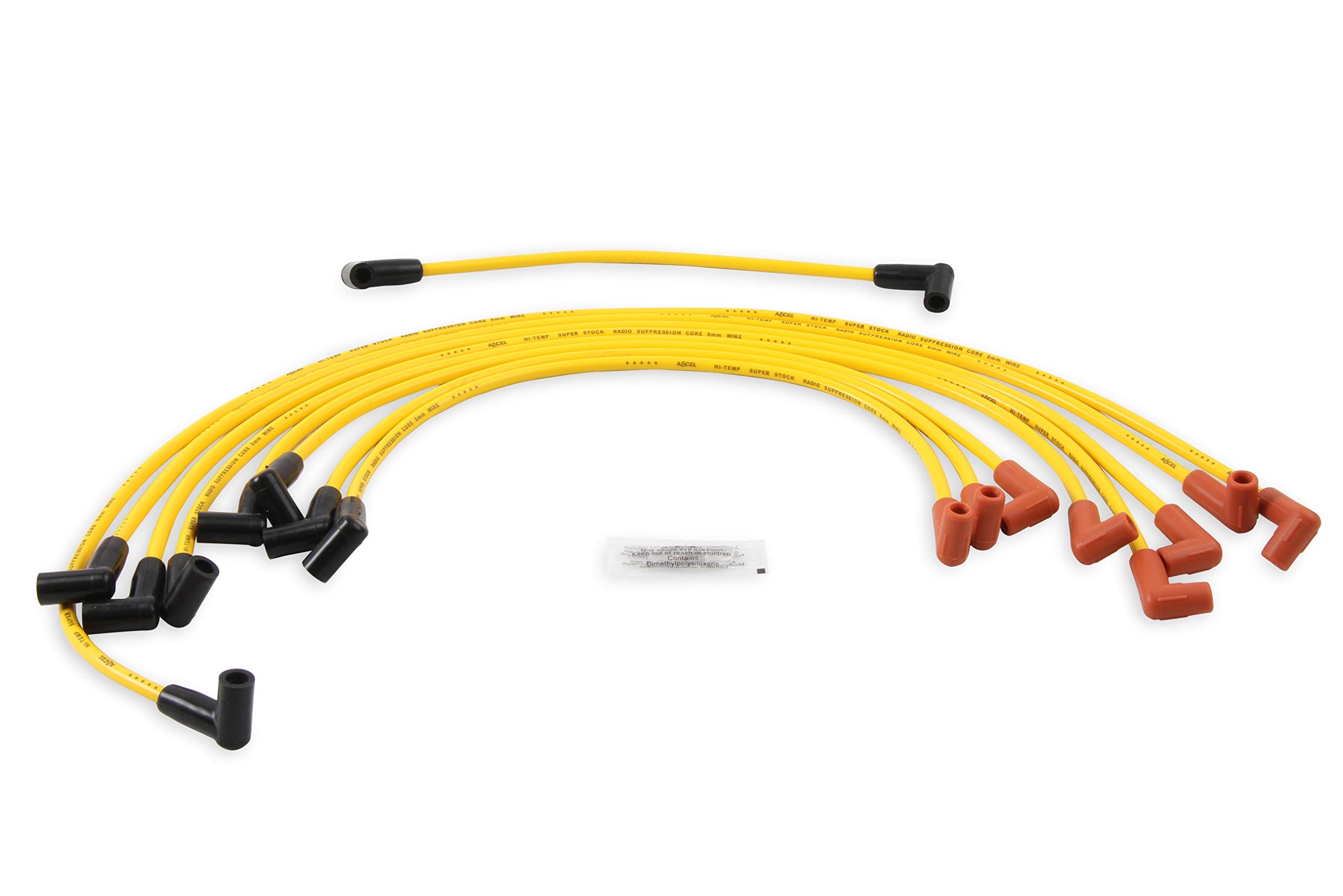 4048 ACCEL Spark Plug Wire Set - 8mm - Yellow with HEI Stock Style Boots