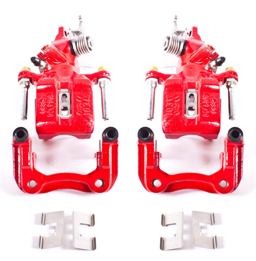 Power Stop S2068 Rear Pair of High-Temp Red Powder Coated Calipers For Acura TSX 2004-2008, Honda Accord 1998-2007 [Model Specific]