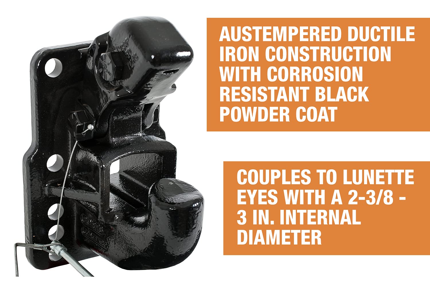 50 Ton Buyers Products Air Compensated Pintle Hook, 10-Hole Mount