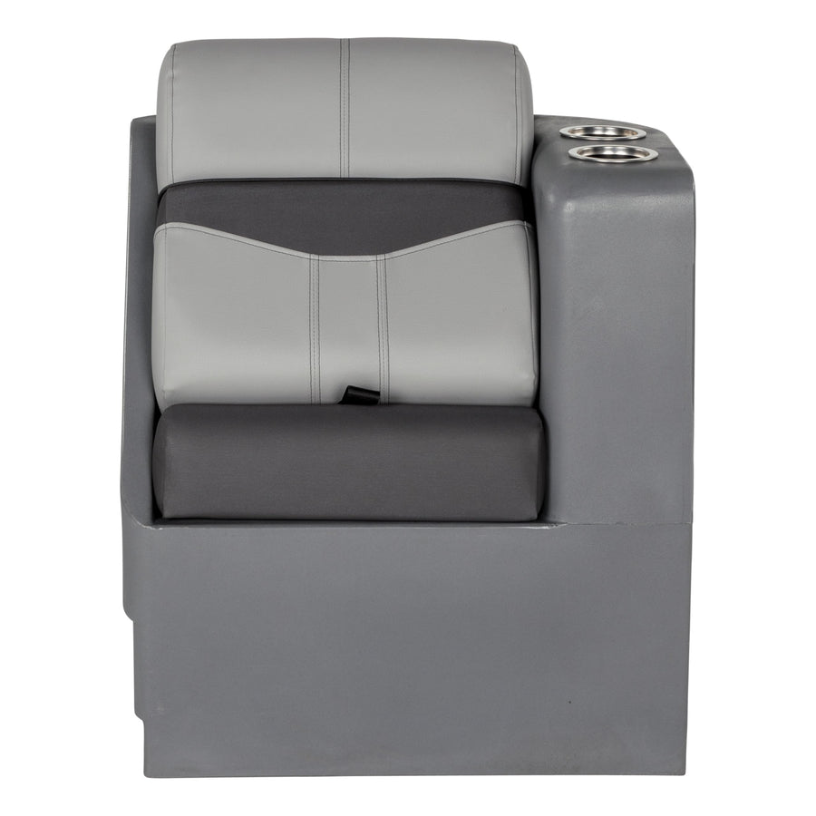 Lippert 17" Rockport Series Right Pontoon Chaise, Measures 17" L x 32.5" W x 26" H, Marine-Grade Vinyl, High-Density Foam, Easy Installation, Fits Most Pontoons, River Rock – 20221094044