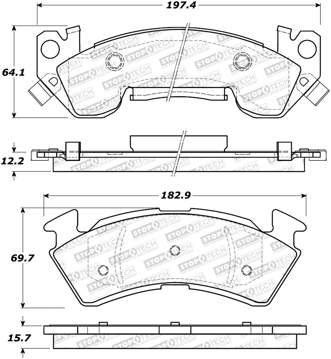 Front StopTech 308.06140 Brake Pads with Shims Street