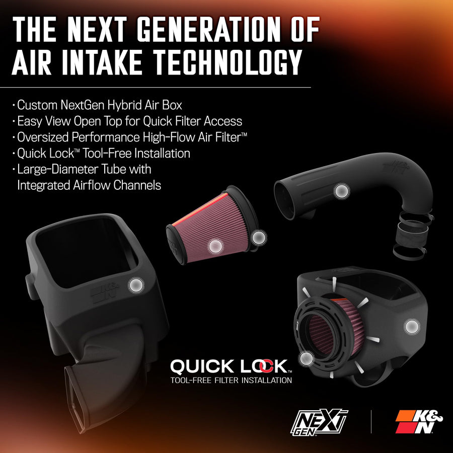NextGen K&N Cold Air Intake System: High-Flow Cotton Filter: Compatible with 2009-2023 DODGE/Ram 1500; 1500 Classic; 2500; 3500; 50-1561