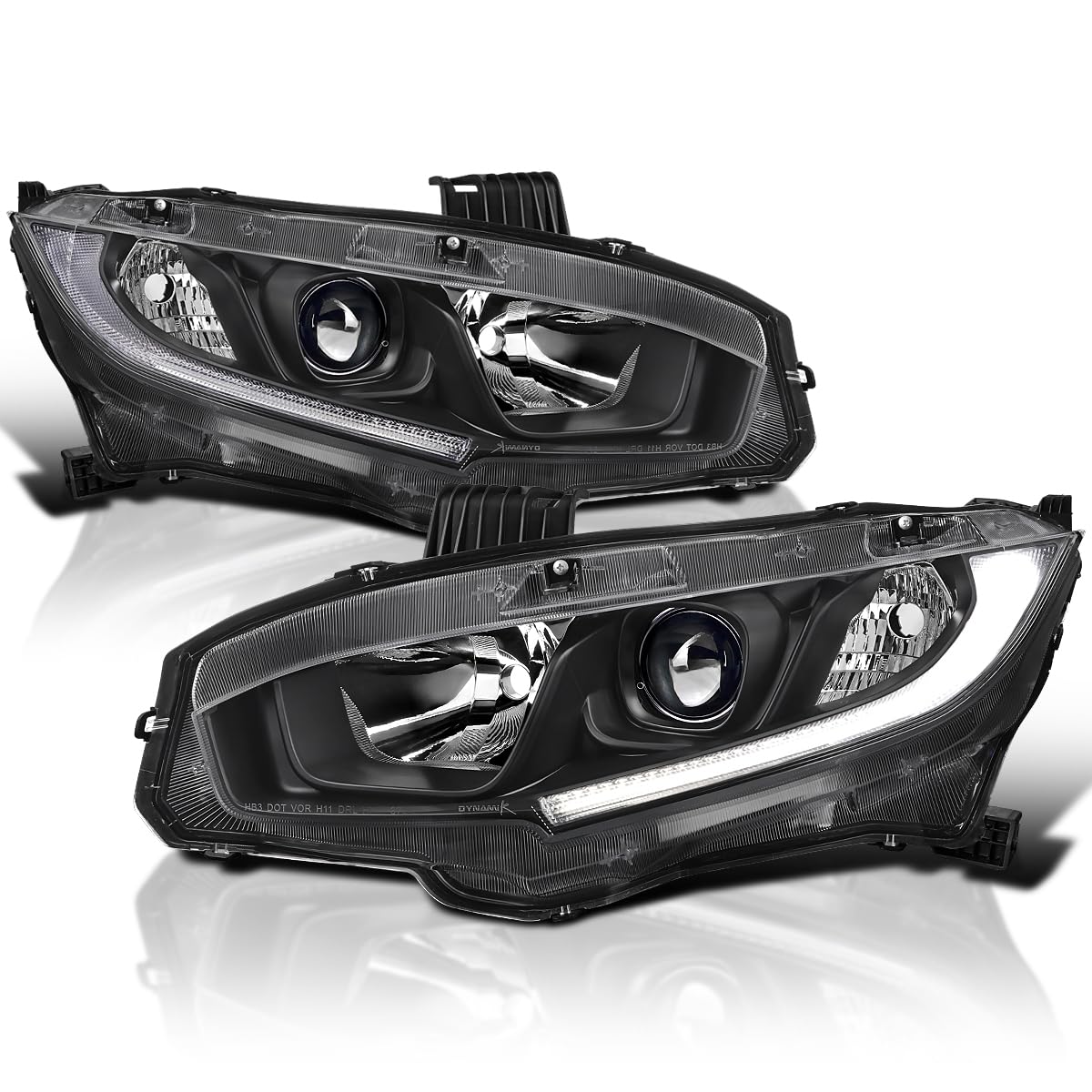 Honda Civic SPEC-D TUNING Headlight OE Halogen/Model ONLY-BLK HOUSING CLR Lens
