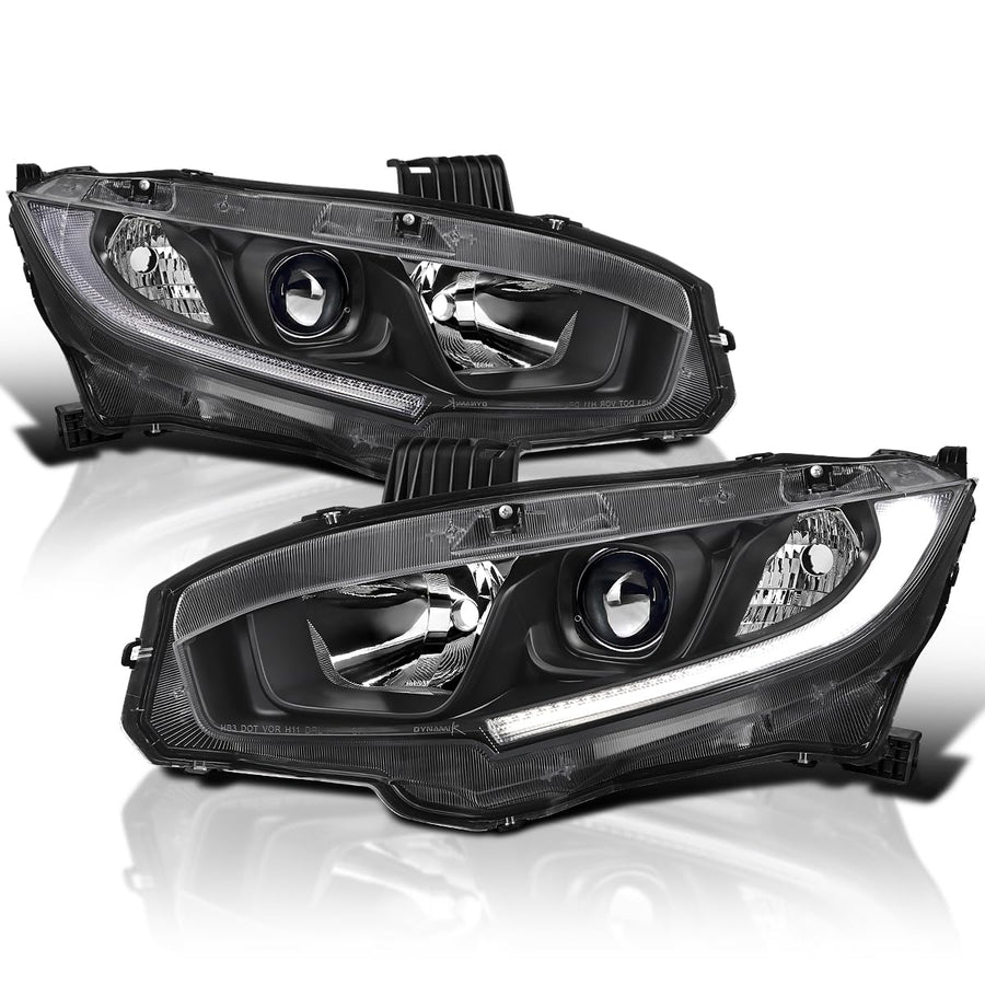 Honda Civic SPEC-D TUNING Headlight OE Halogen/Model ONLY-BLK HOUSING CLR Lens