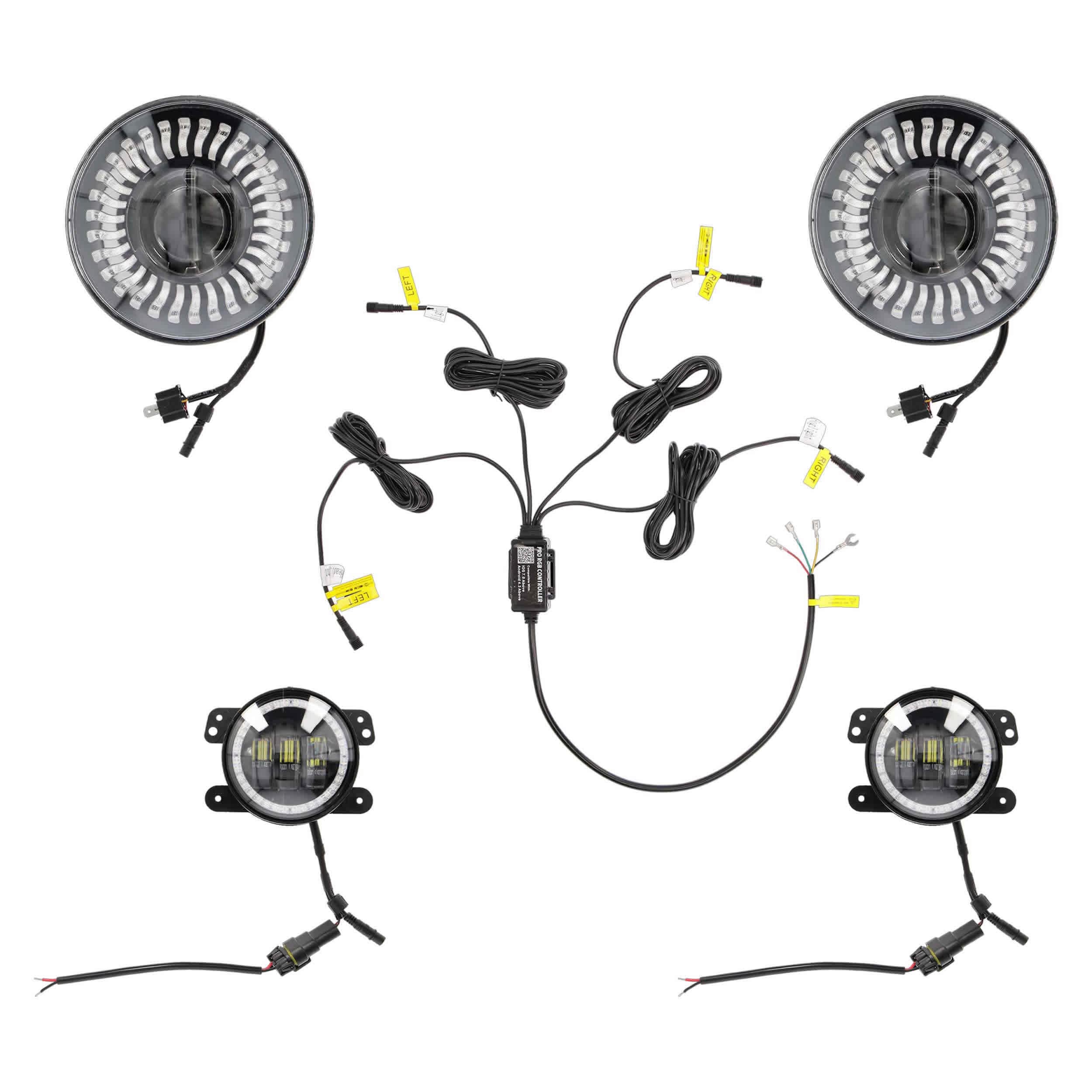 Metra - 7" Chasing RGB Projector lights & 4" Fog Lights w/Controller (JP-708RGBKT)