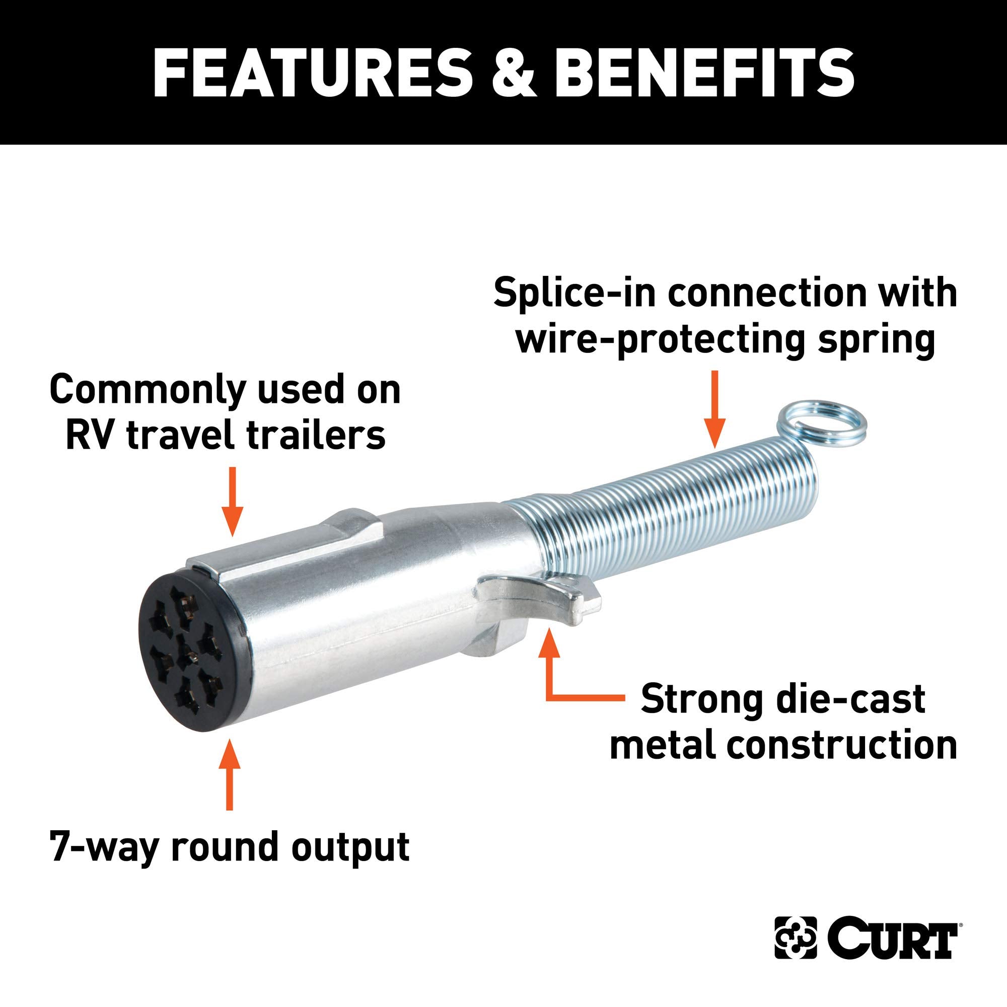 7-Pin Round CURT Trailer-Side Wiring Harness Socket with Spring