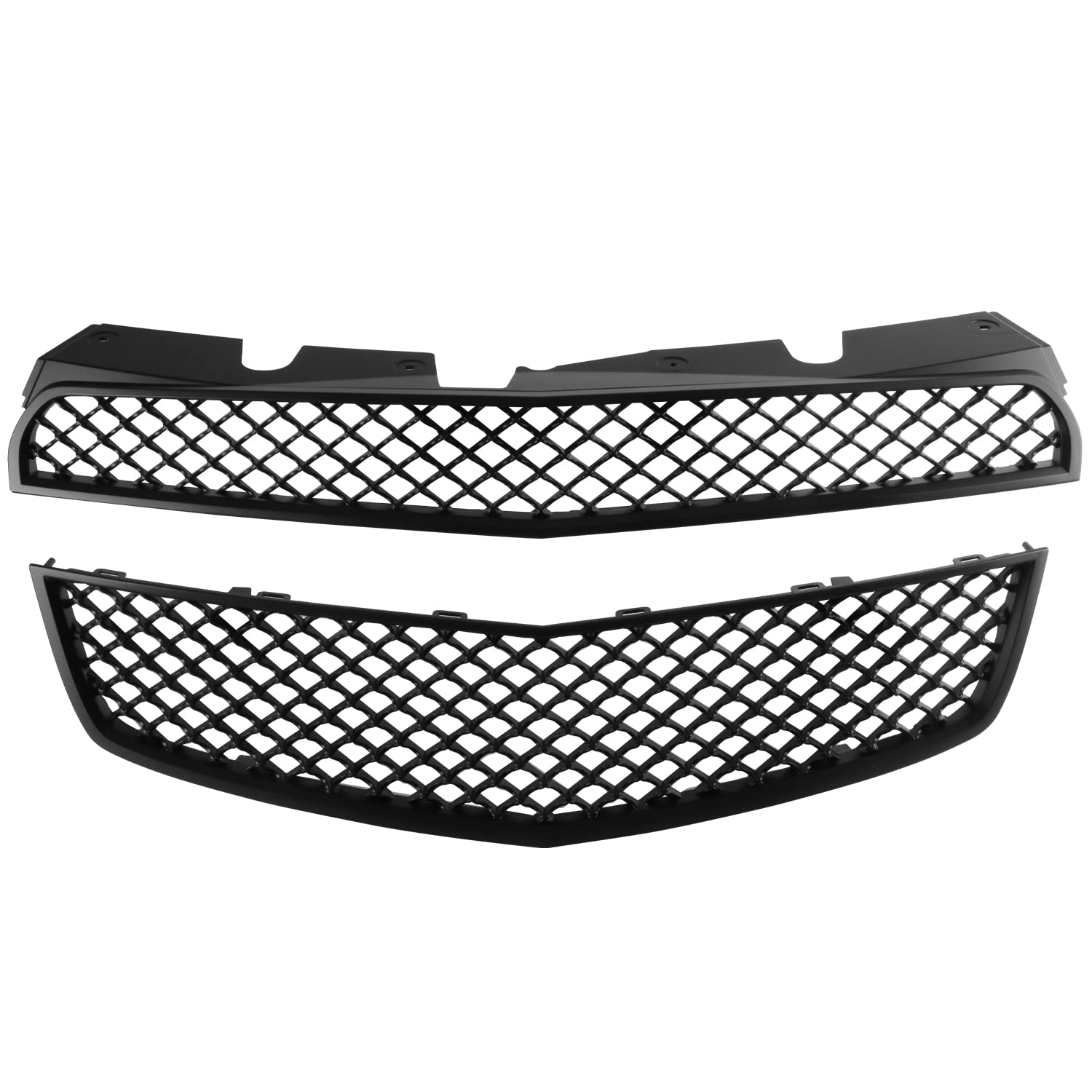 Black Mesh Front Hood Grill Grille Spec-D Tuning Compatible with 2010-2015 Chevy Equinox Upper+Lower