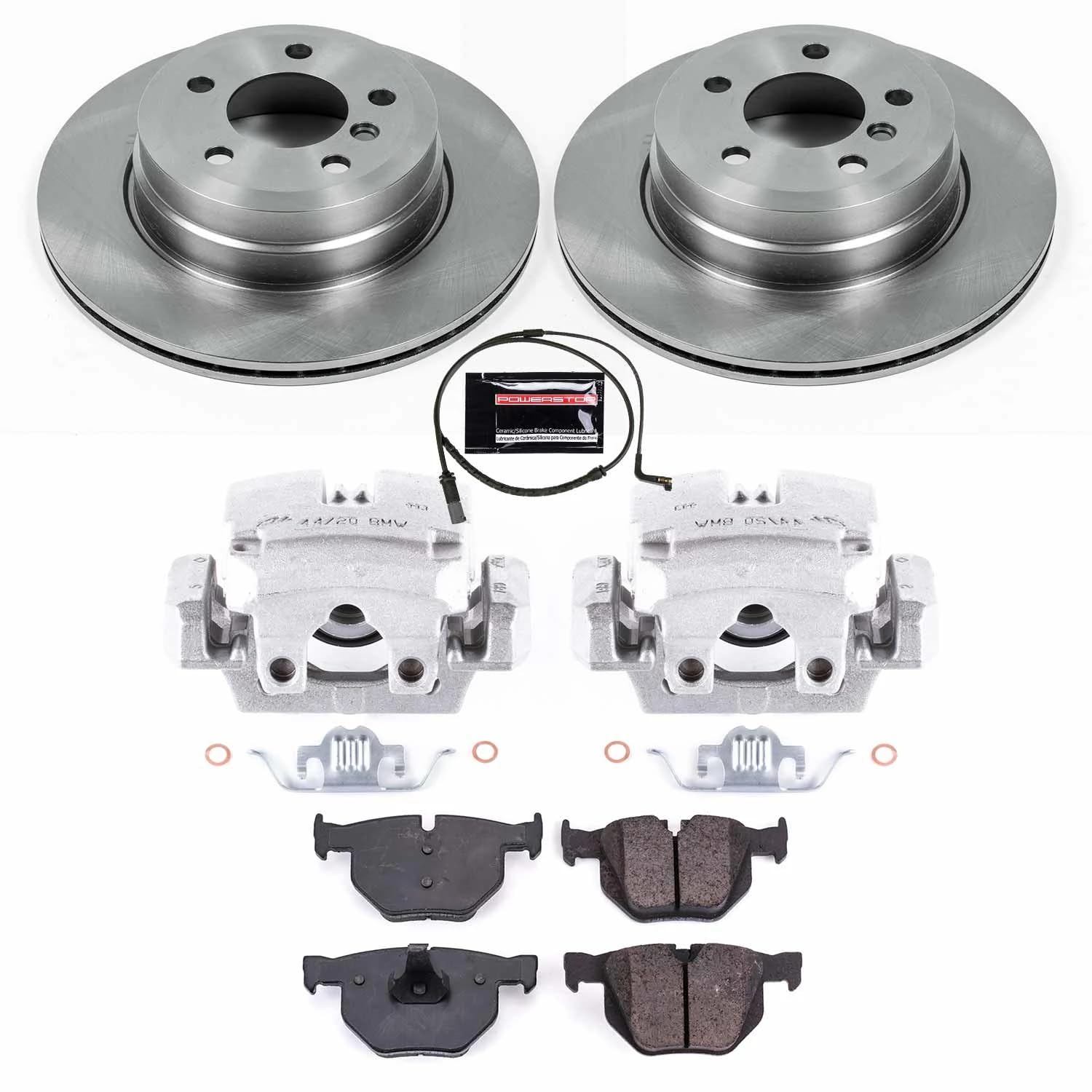 Power Stop KCOE5984 Replacement Autospecialty Rear Caliper Kit-Rotors, Ceramic Brake Pads, Calipers For BMW X5 2007-2010, BMW X6 2009-2010 [Model Specific]